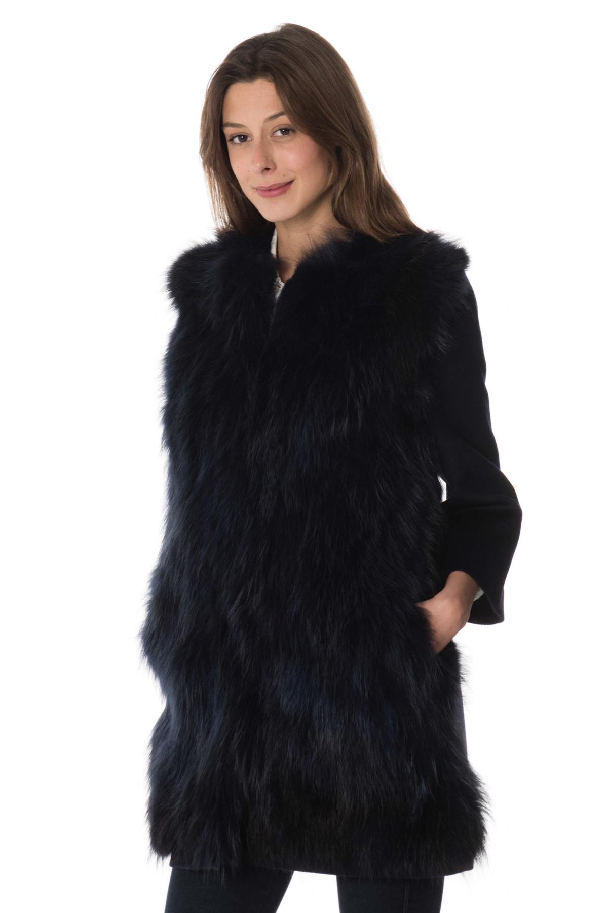 3/4 sleeve coat with fur on the front - Image n°4