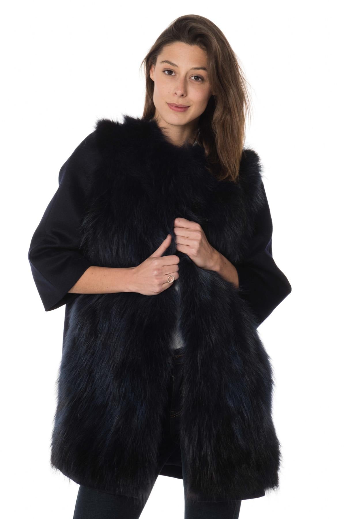 3/4 sleeve coat with fur on the front - Image n°3