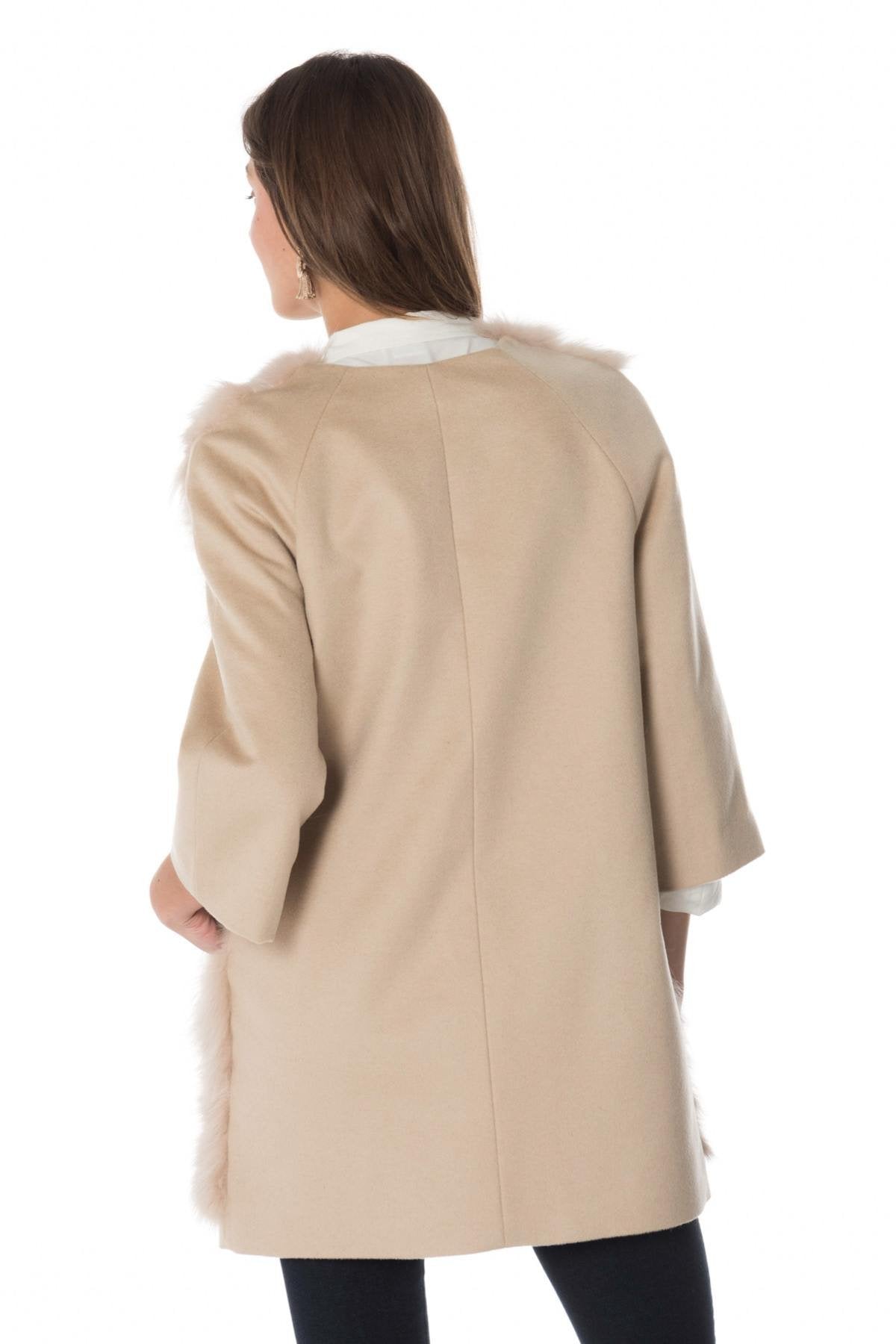 3/4 sleeve coat with fur on the front - Image n°5