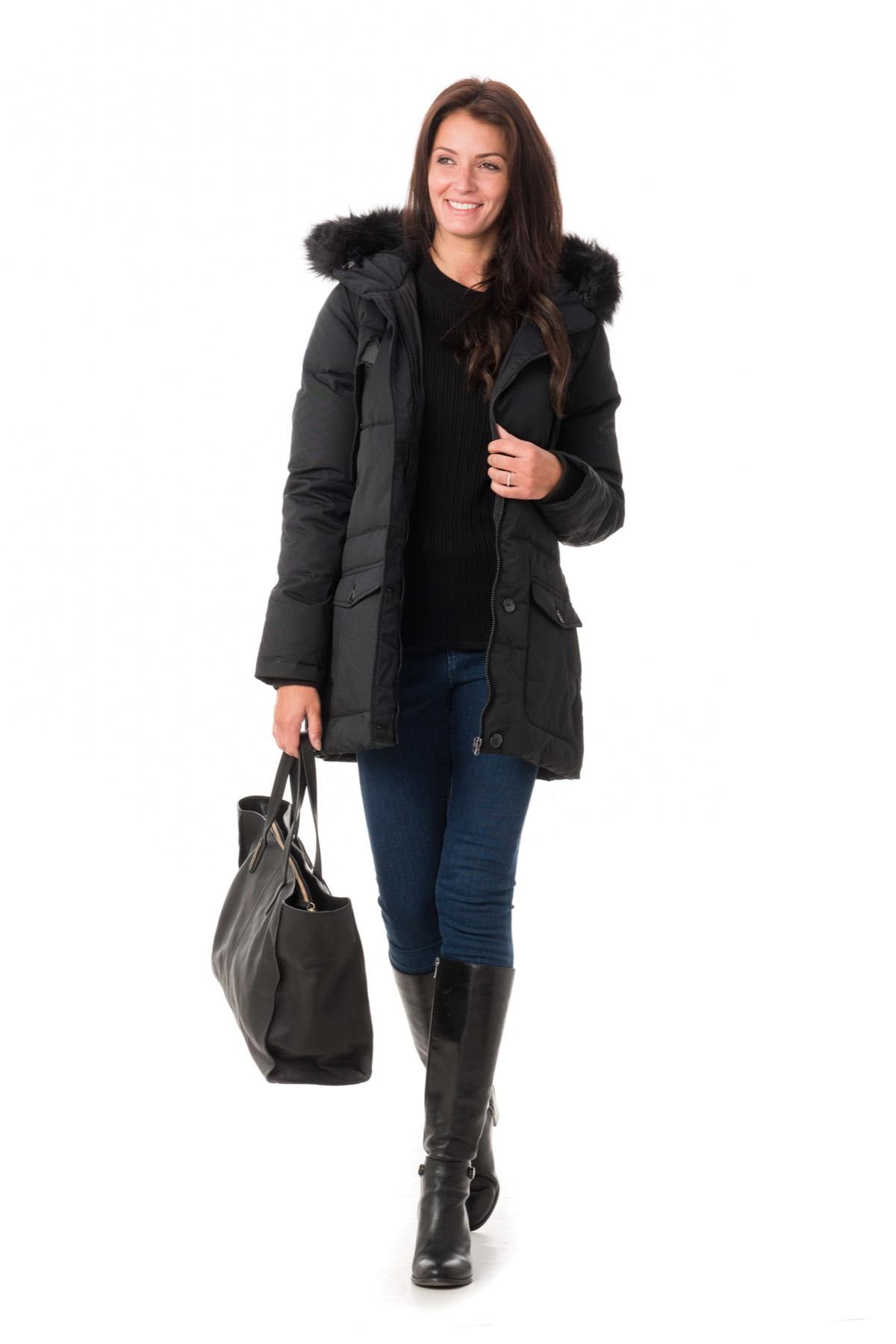 Women's black cotton down jacket - Image n°2