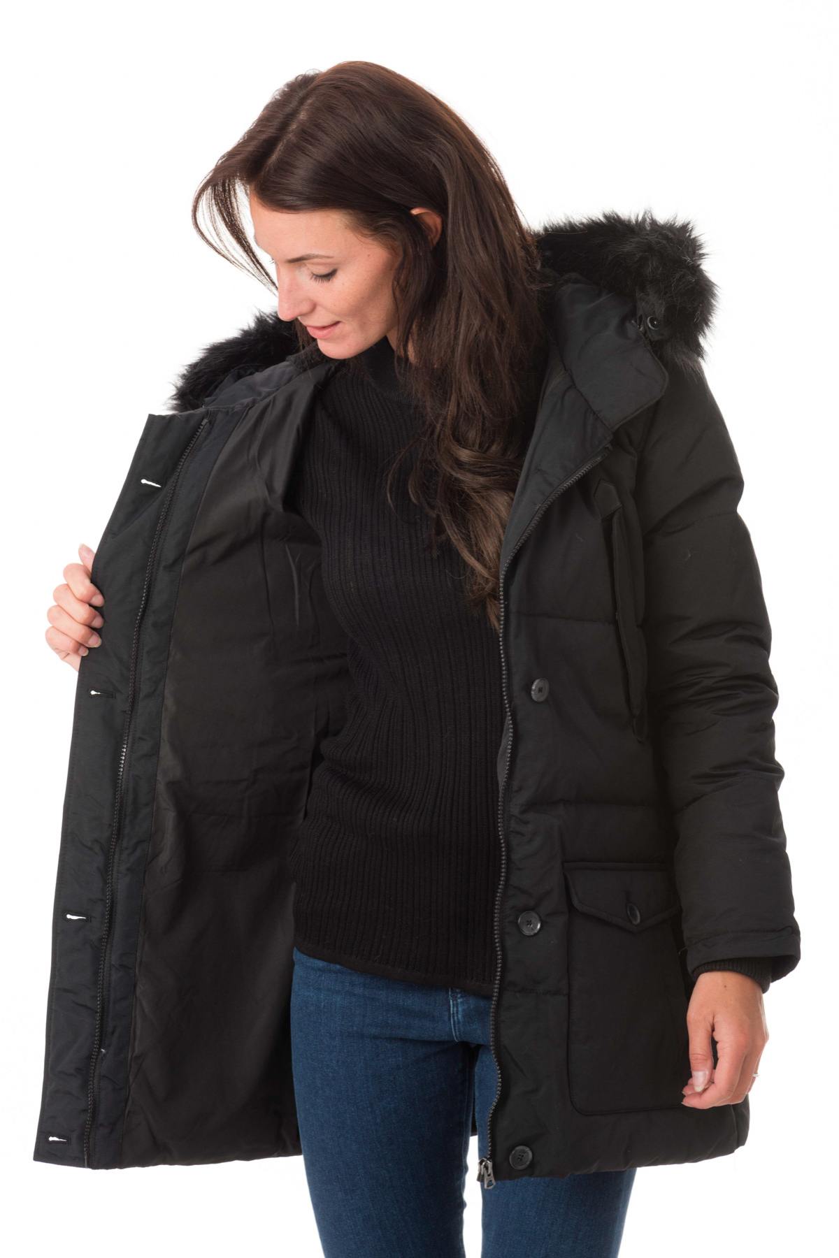 Women's black cotton down jacket - Image n°4