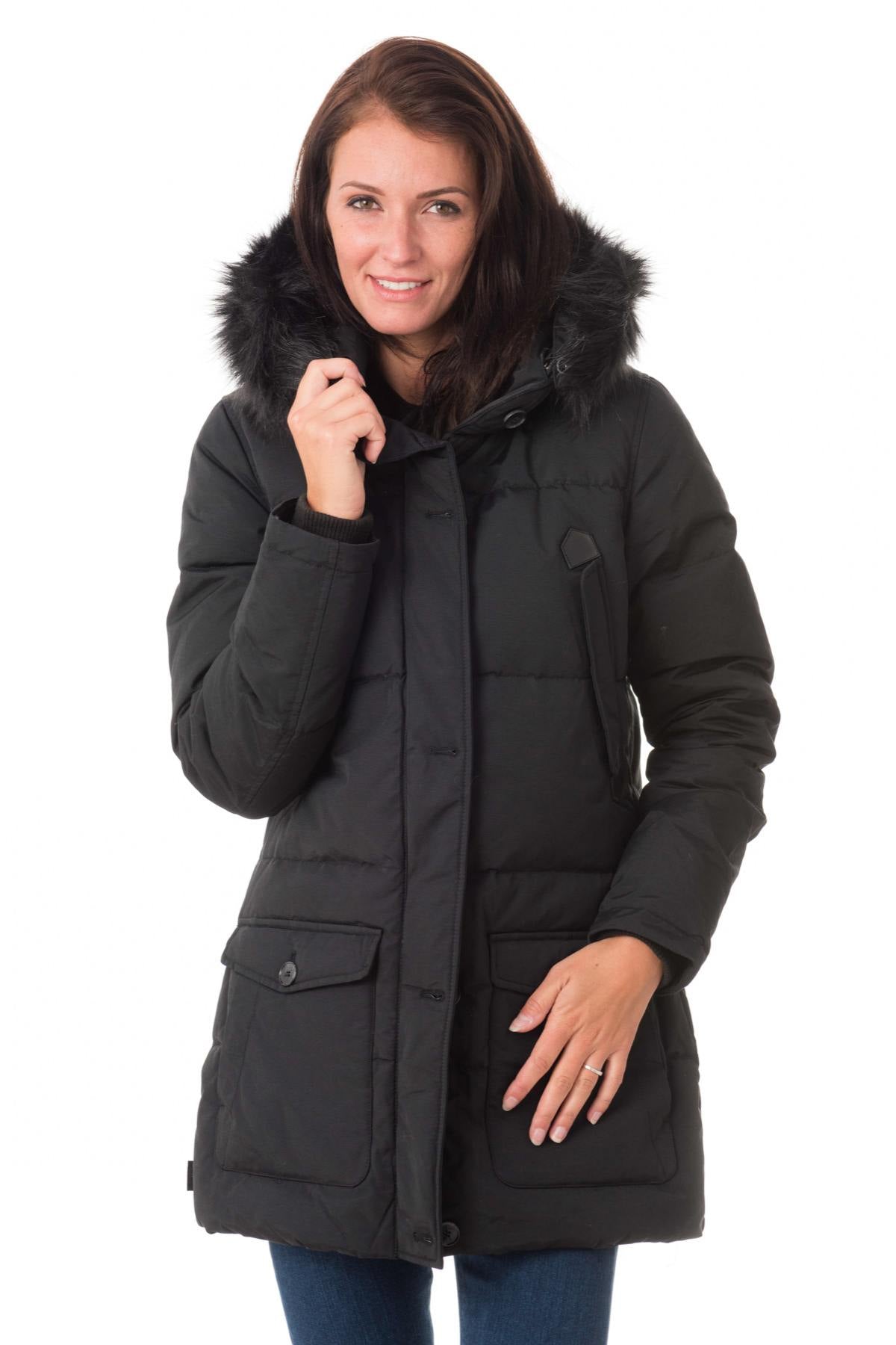 Women's black cotton down jacket - Image n°3