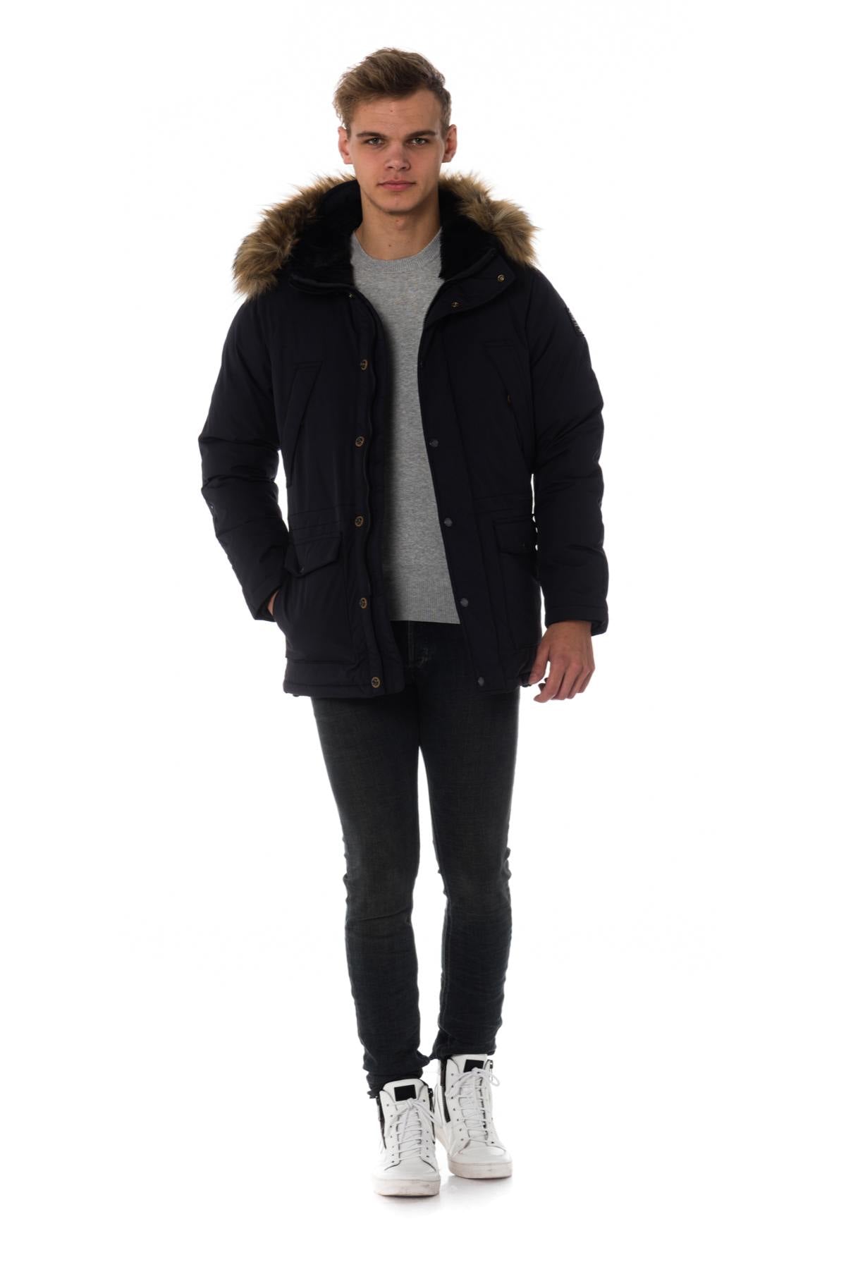 Schott men's parka in navy blue nylon. - Image n°2