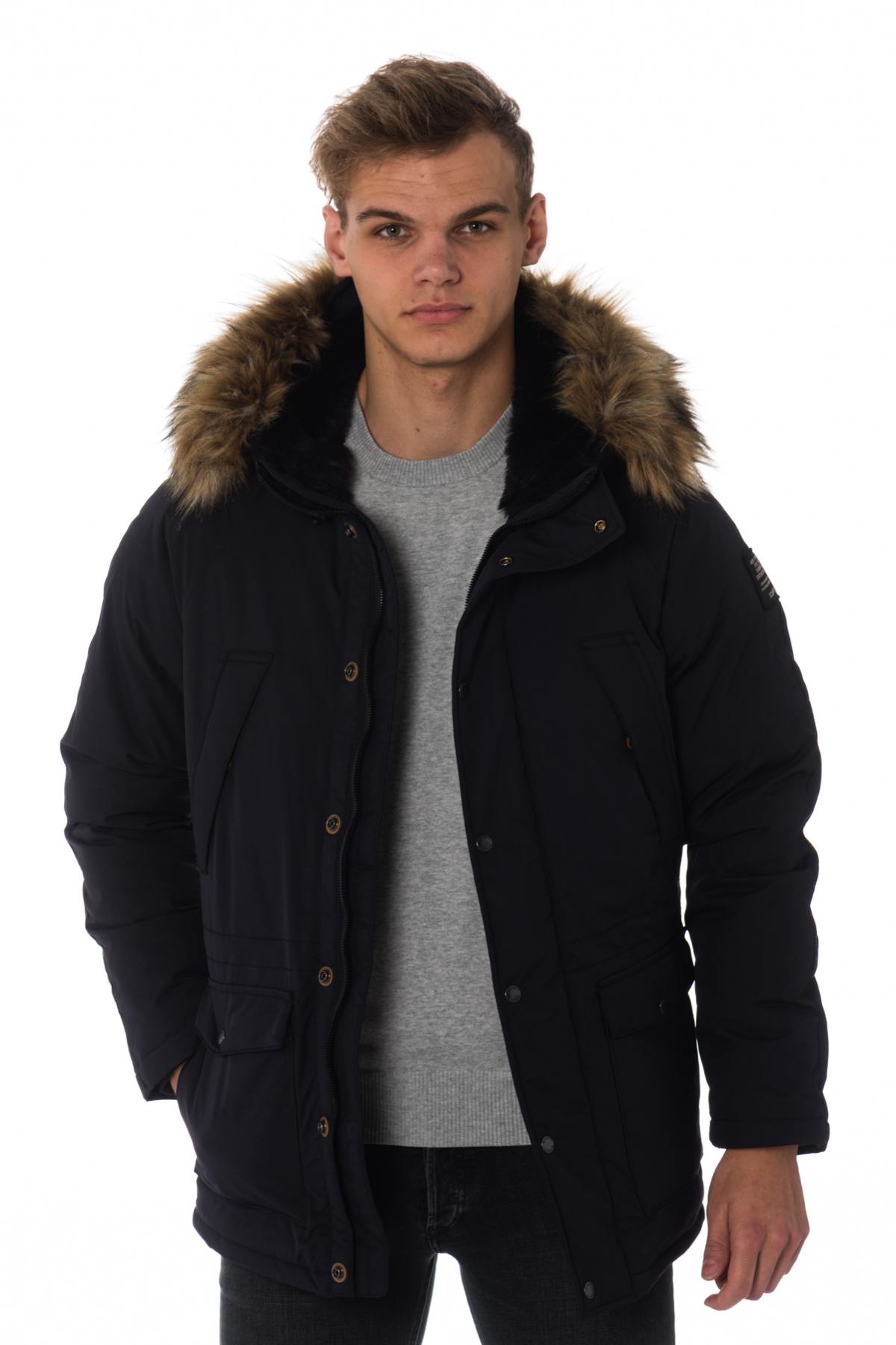 Schott men's parka in navy blue nylon. - Image n°3