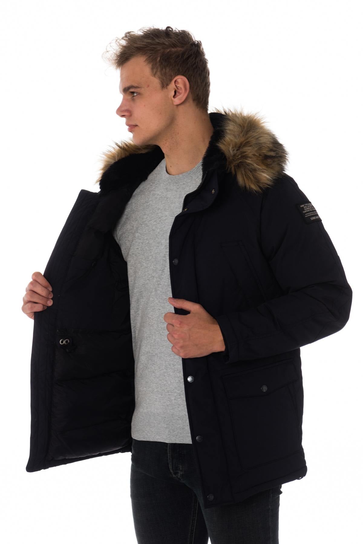 Schott men's parka in navy blue nylon. - Image n°4