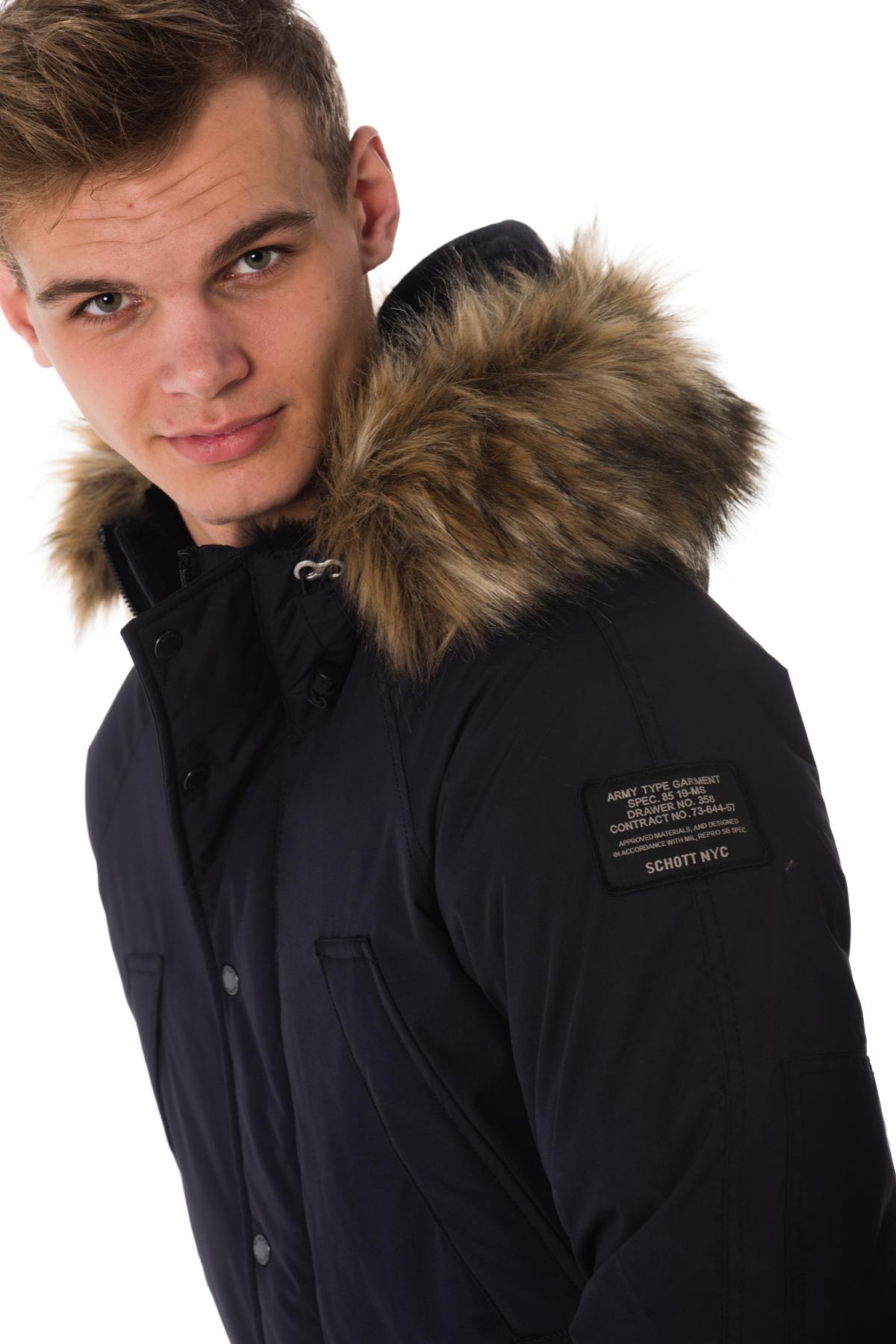 Schott men's parka in navy blue nylon. - Image n°6