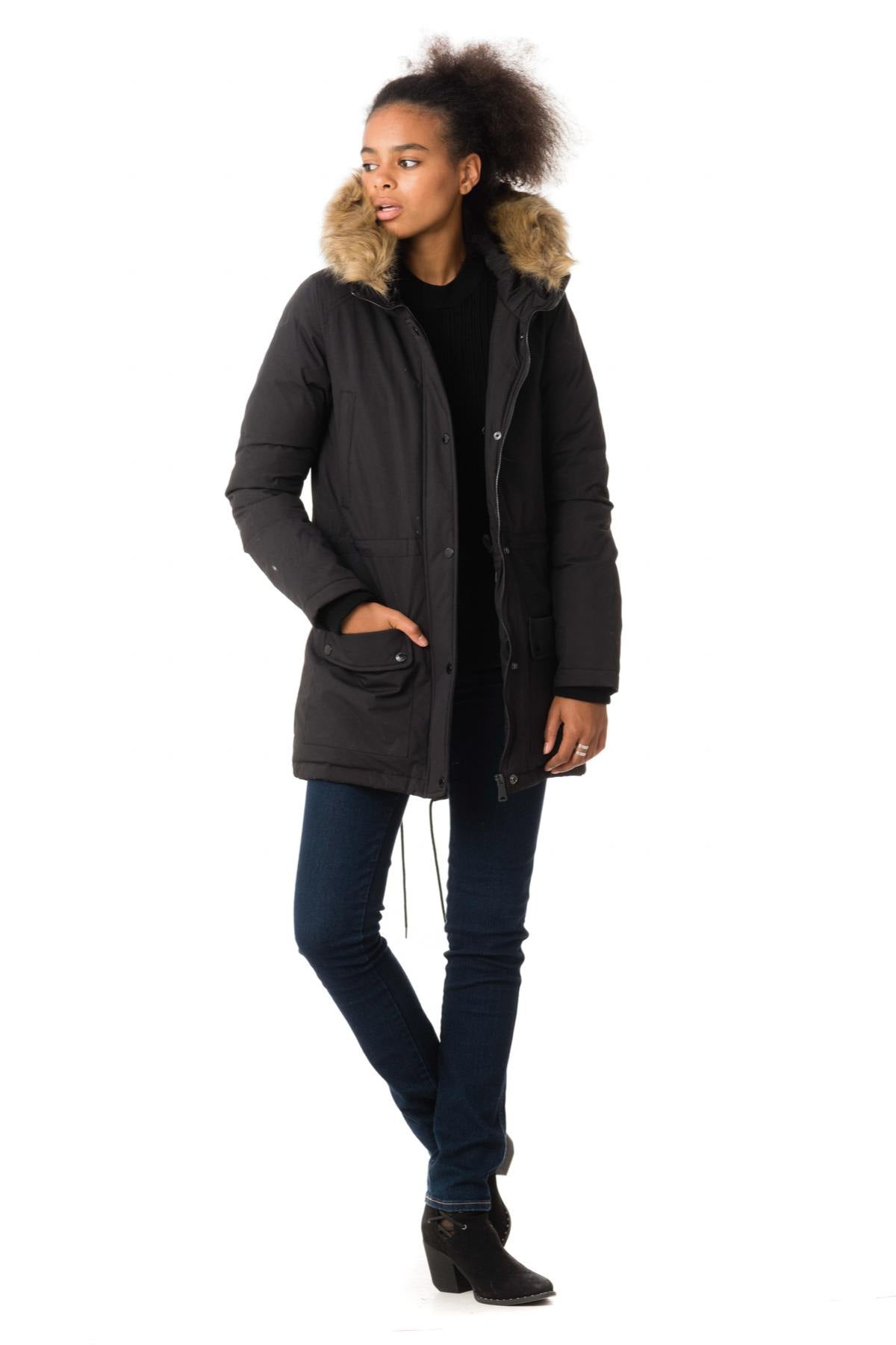 Schott women's black nylon parka - Image n°2