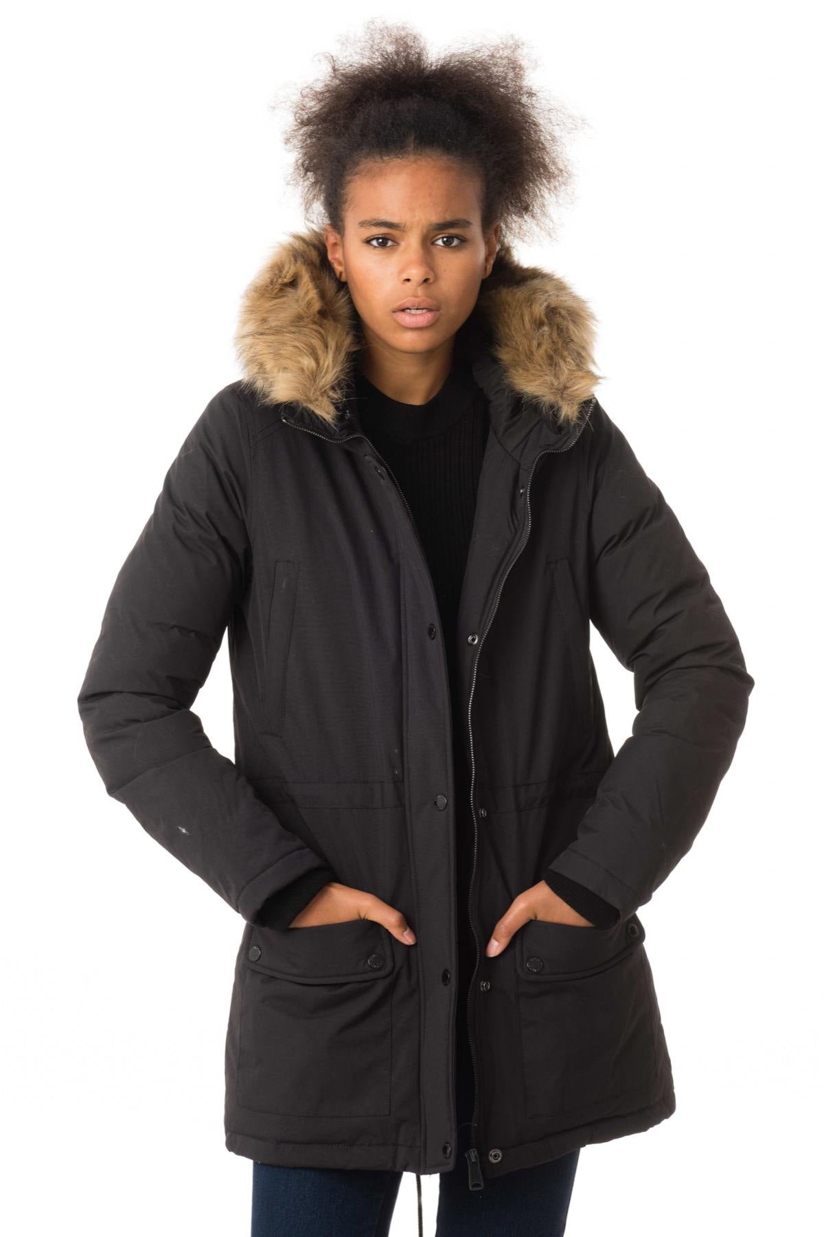 Schott women's black nylon parka - Image n°3