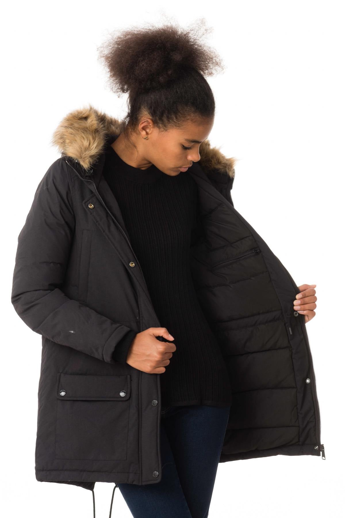 Schott women's black nylon parka - Image n°4