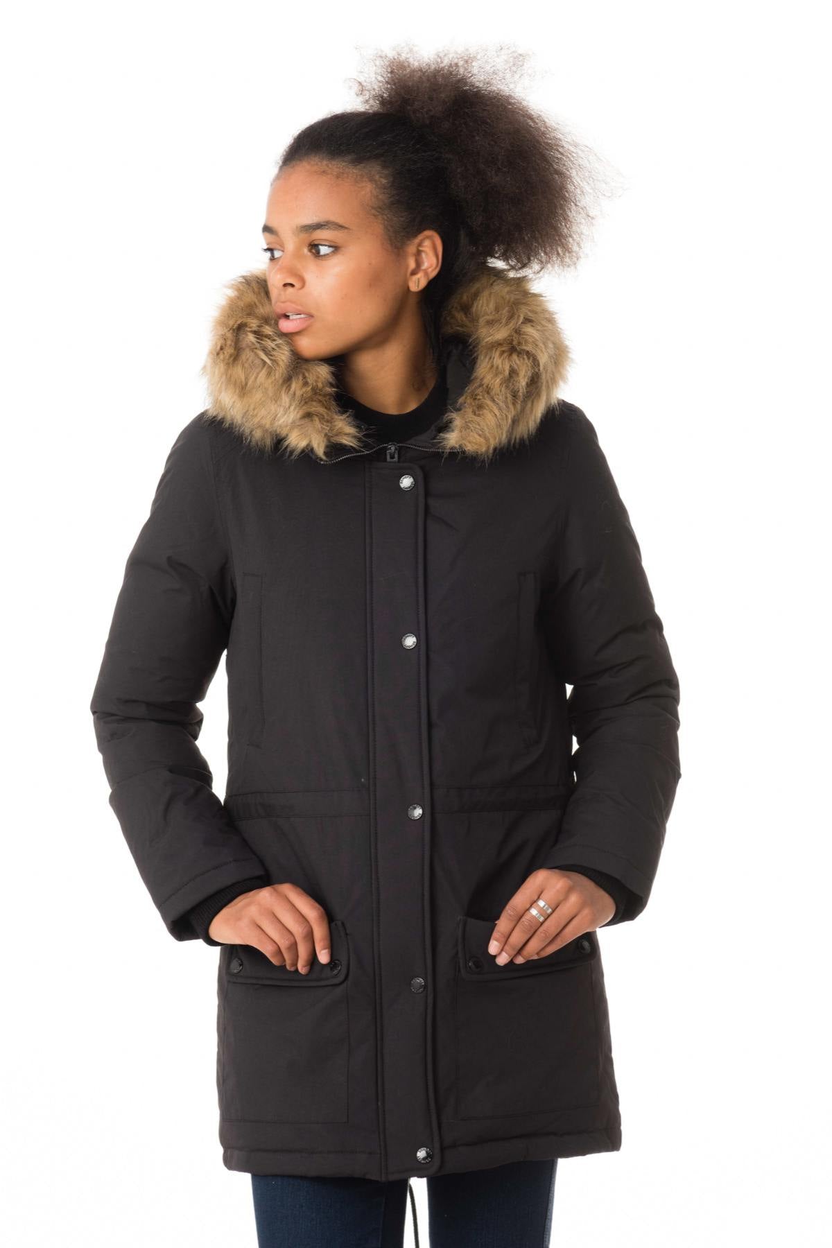 Schott women's black nylon parka - Image n°1