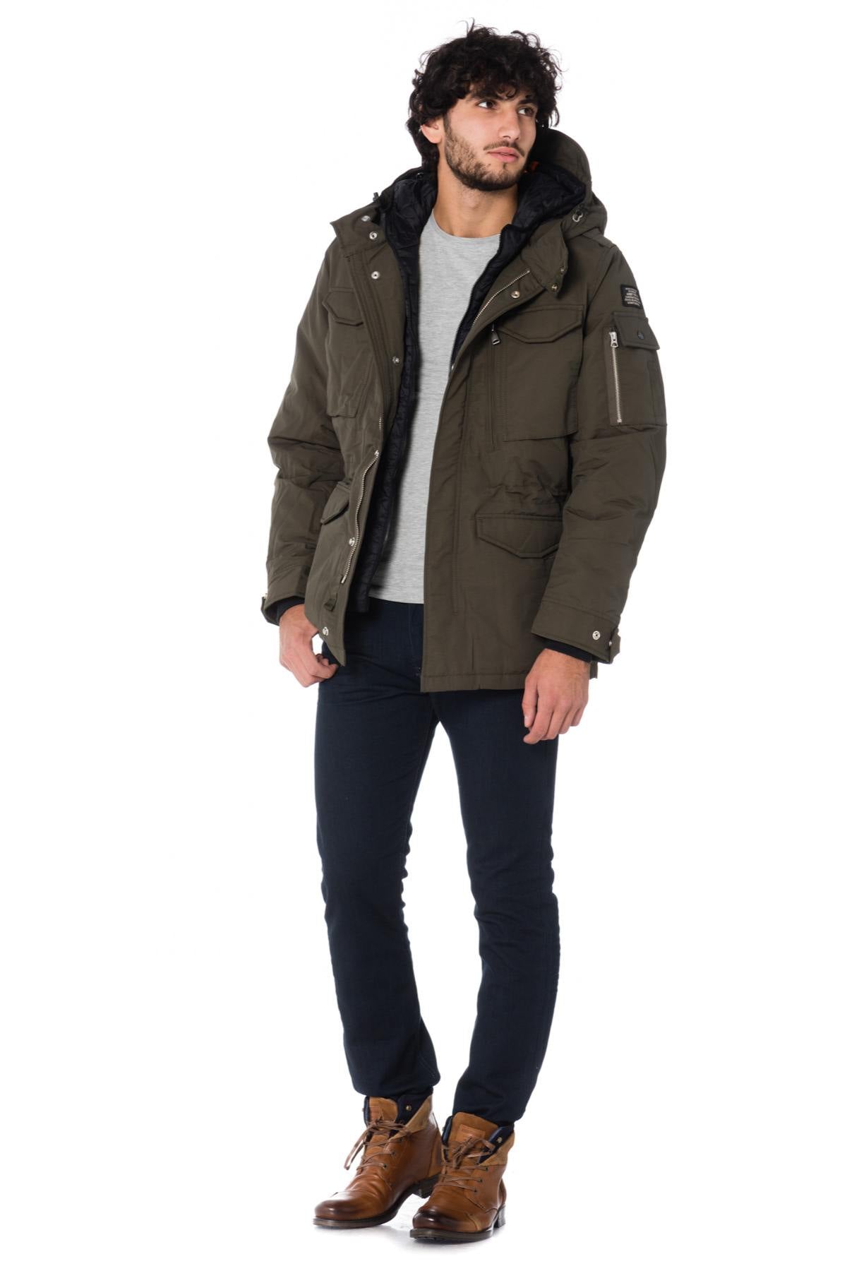 Schott men's khaki/black parka - Image n°2