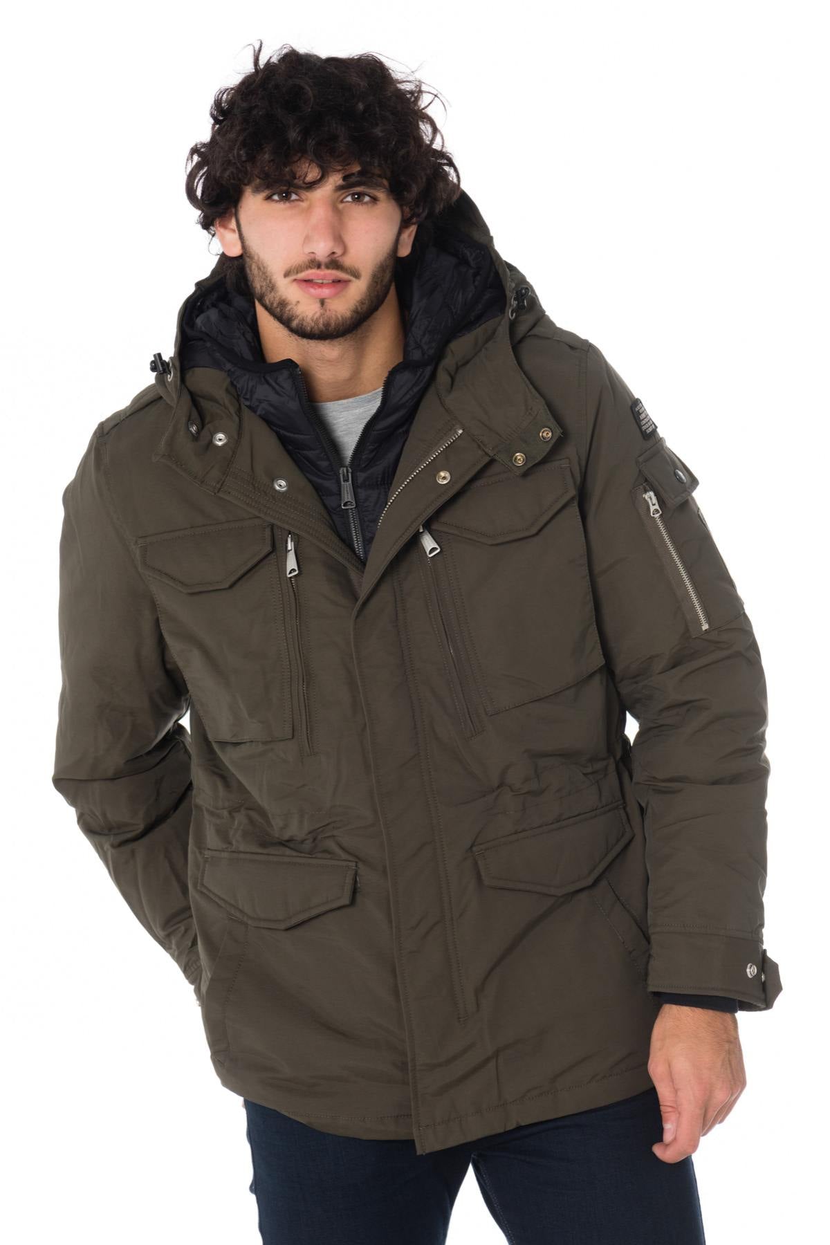 Schott men's khaki/black parka - Image n°1