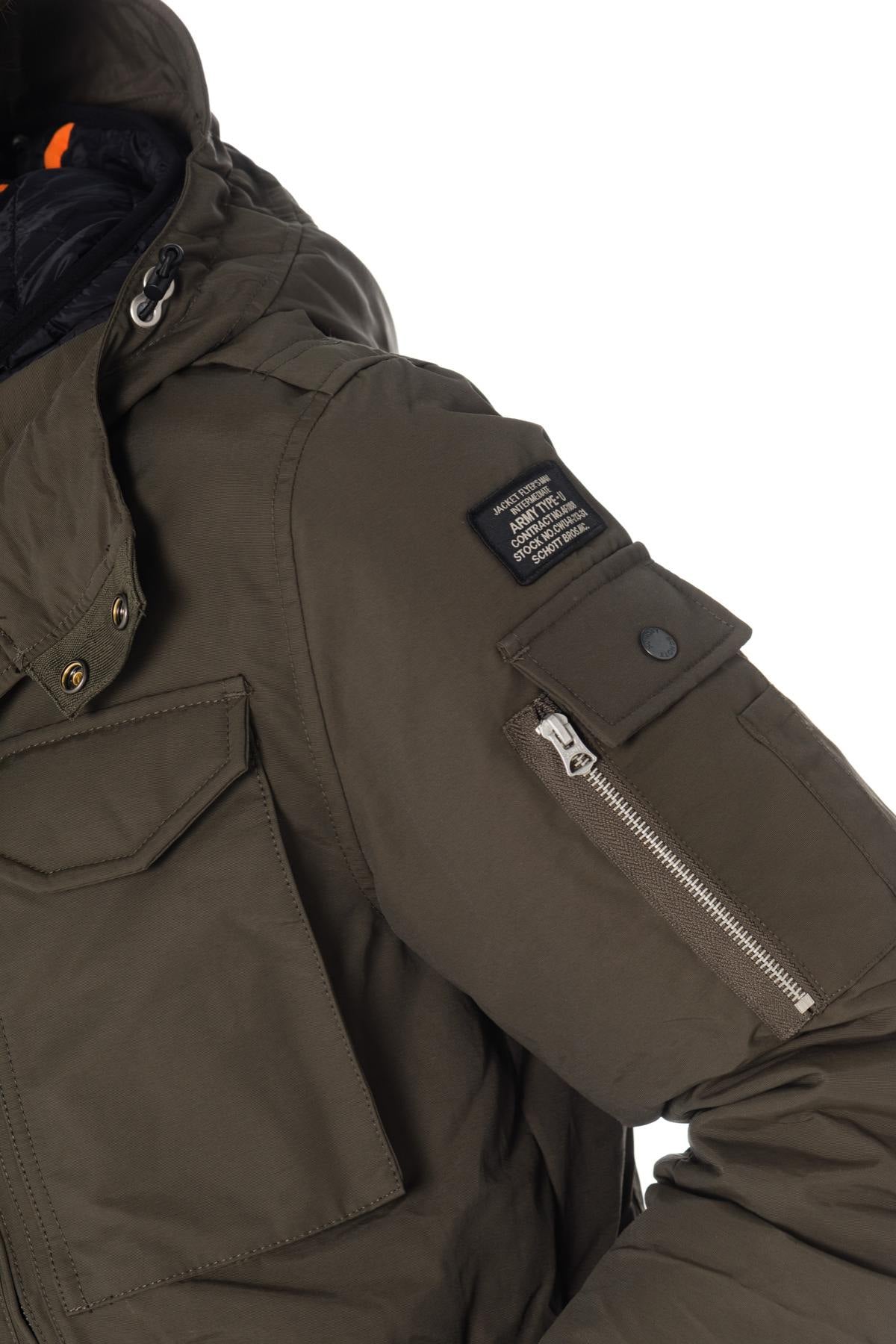 Schott men's khaki/black parka - Image n°6