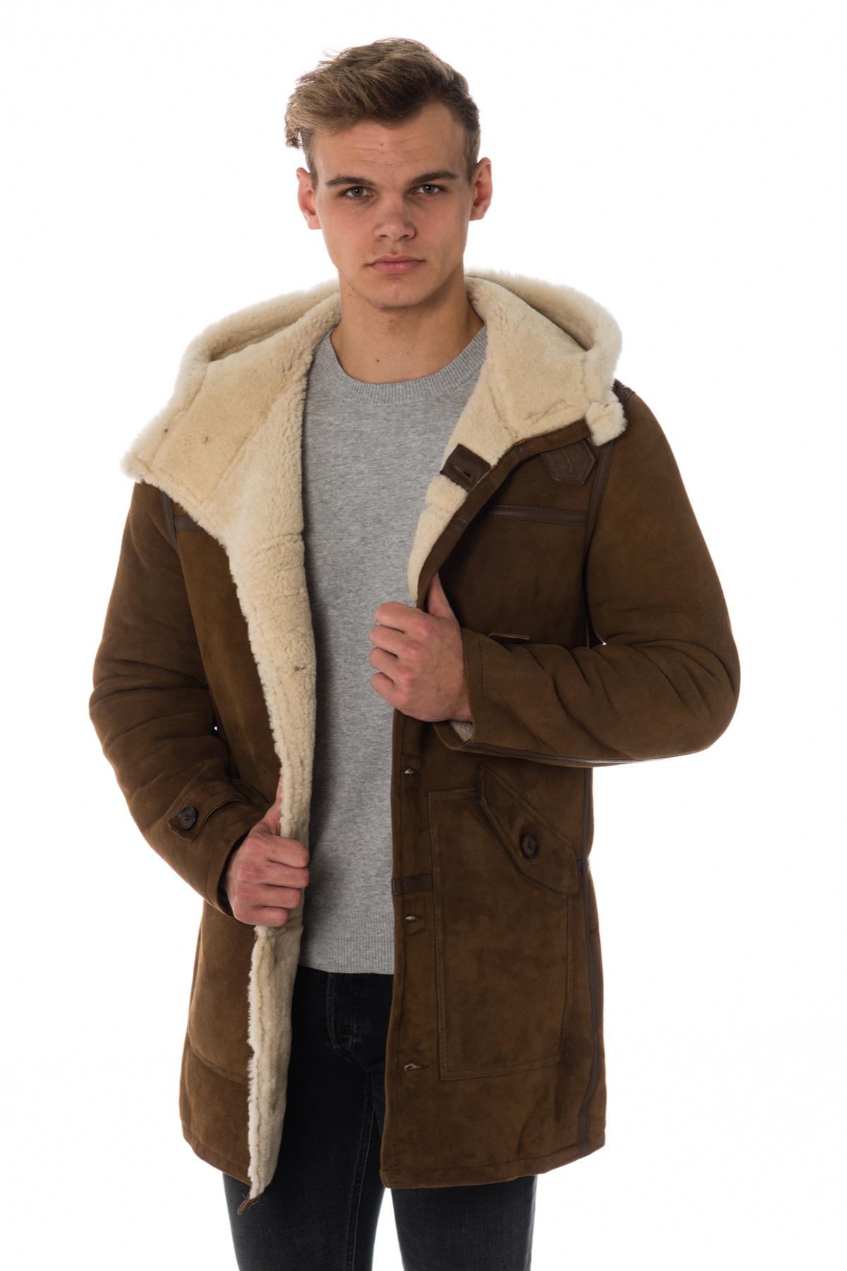 Schott men's shearling duffle coat - Image n°3