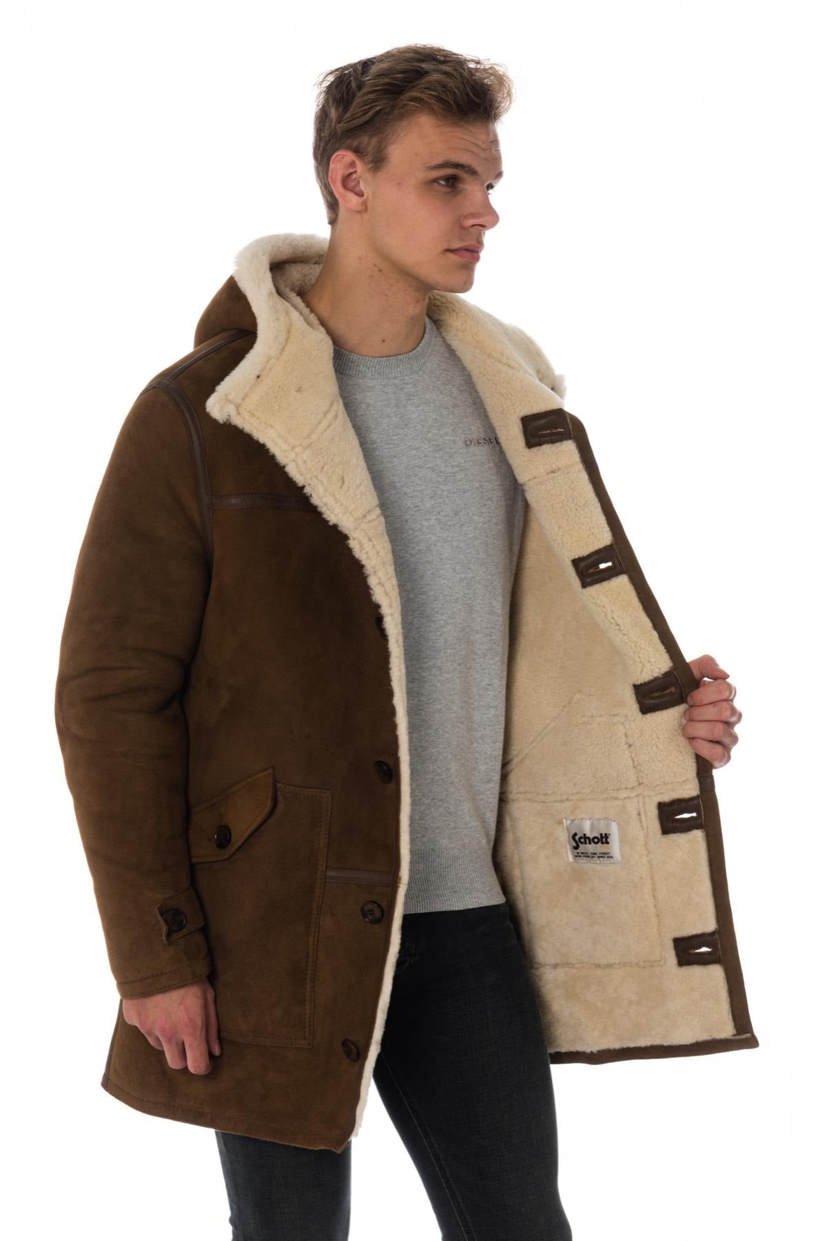 Schott men's shearling duffle coat - Image n°4