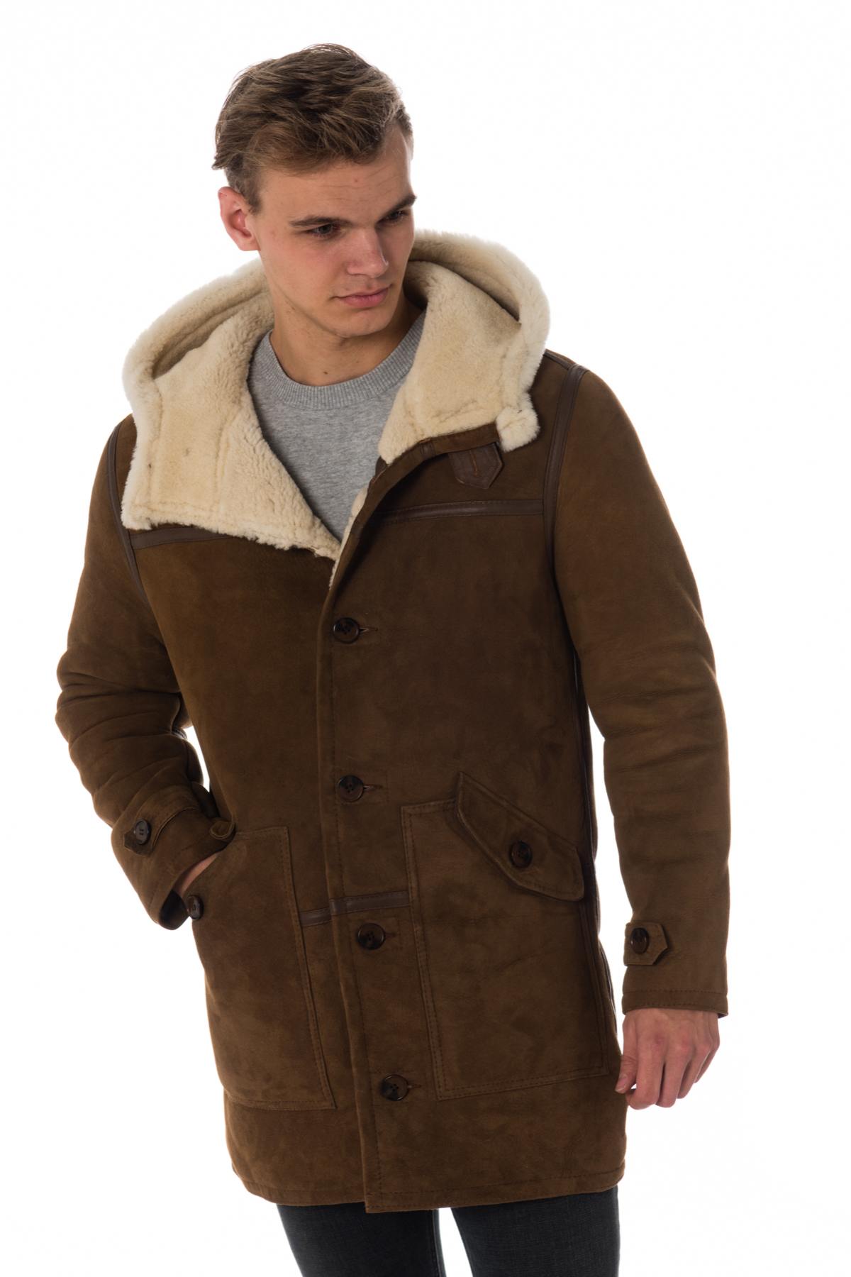 Schott men's shearling duffle coat - Image n°1