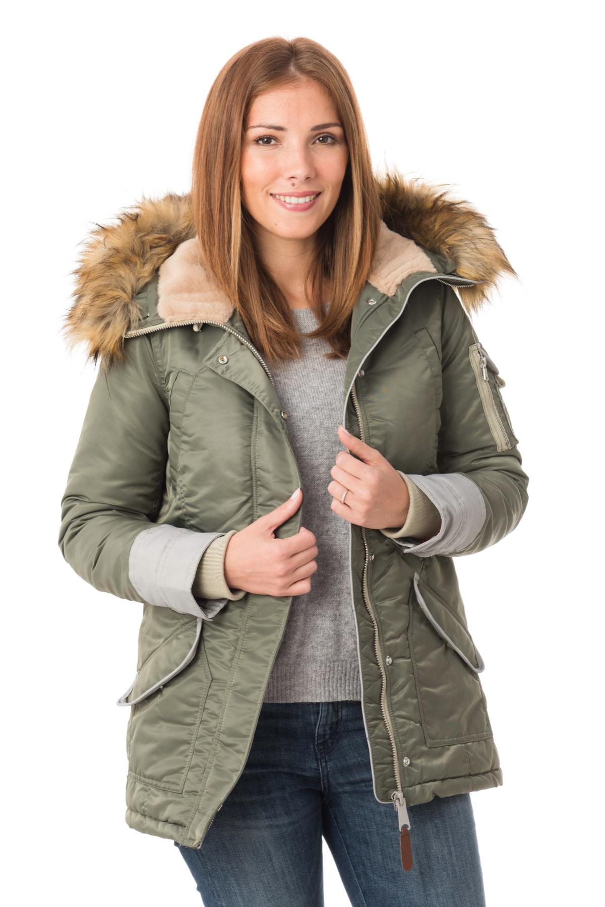 Women's khaki nylon parka - Image n°3