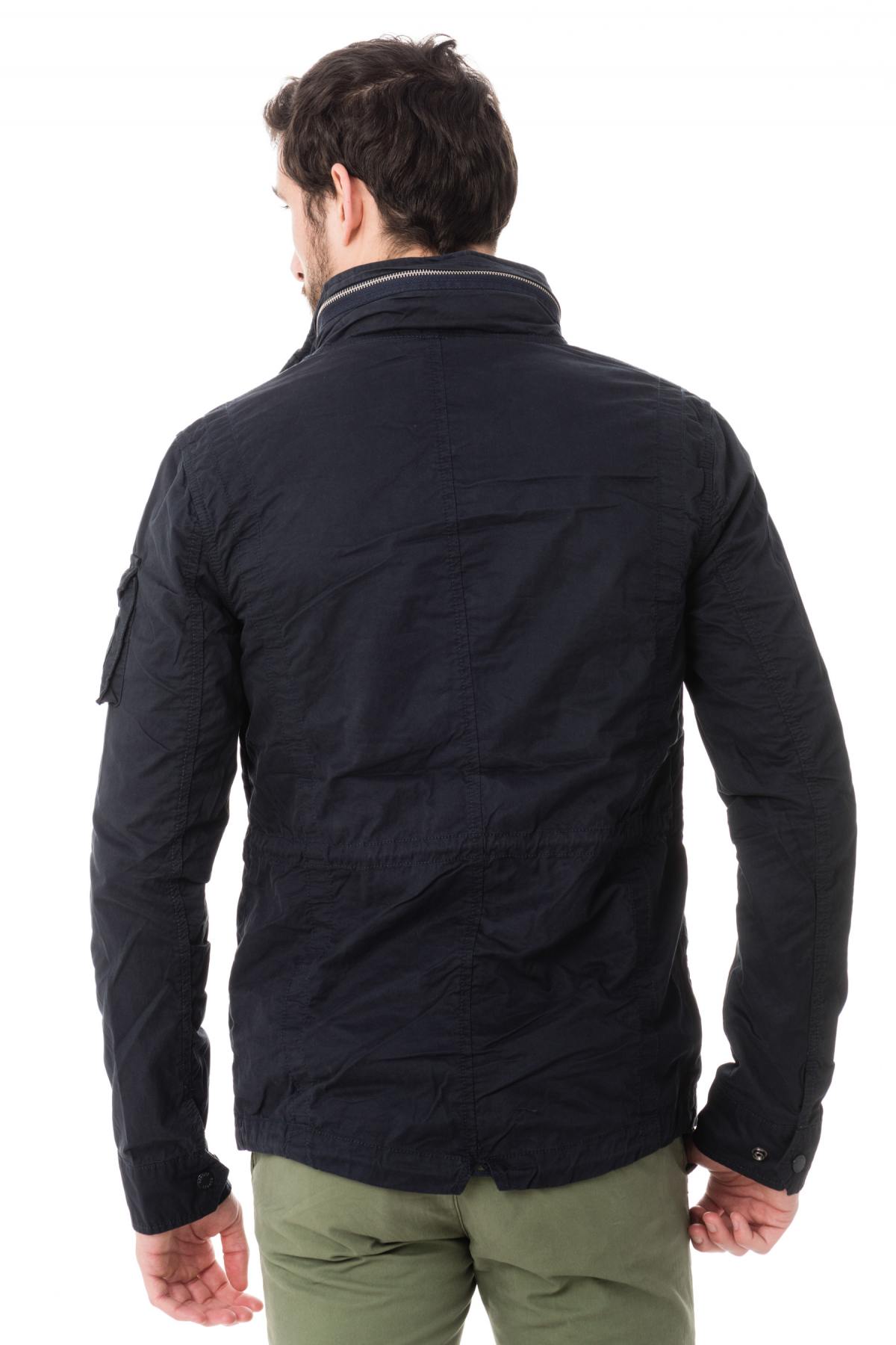 Schott mid-length cotton jacket for men in navy blue - Image n°5