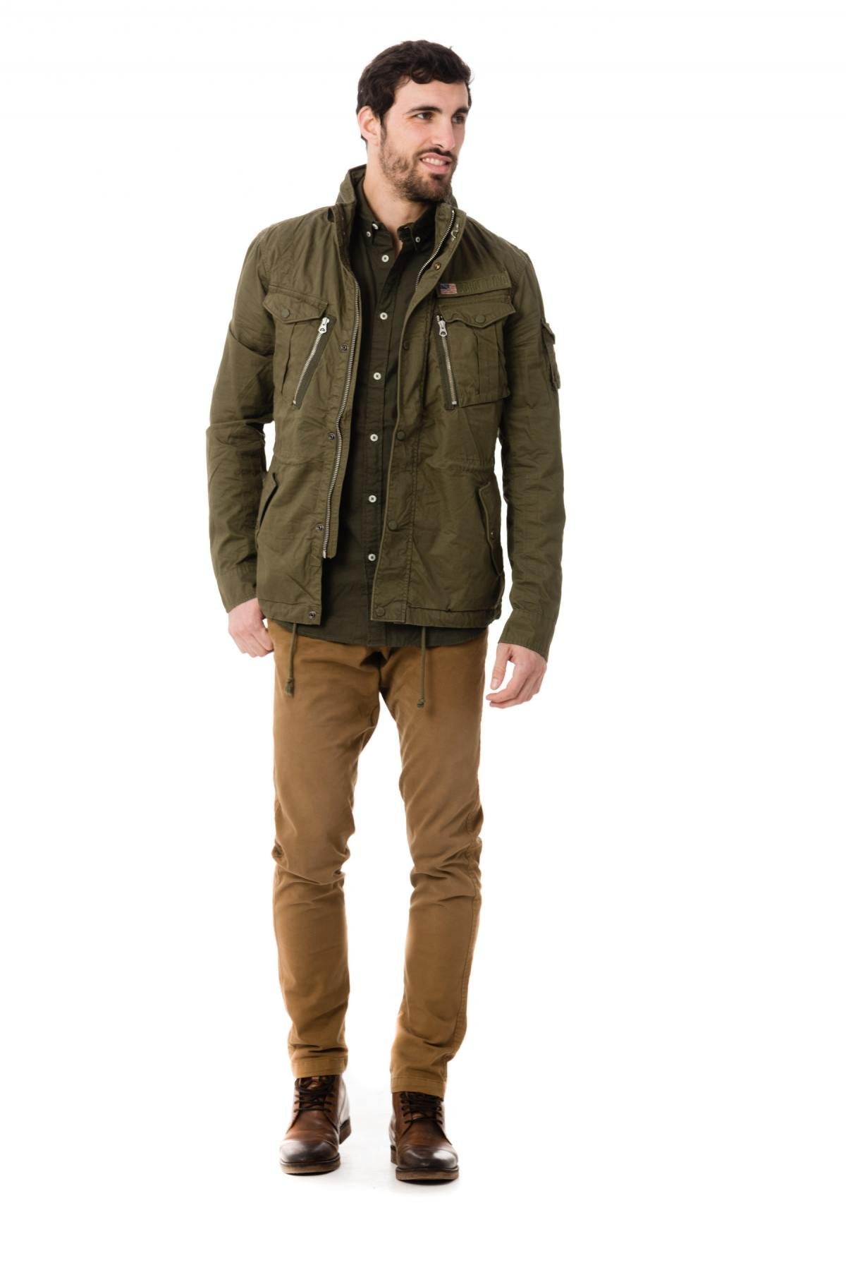 Schott mid-length jacket for Men Khaki - Image n°2