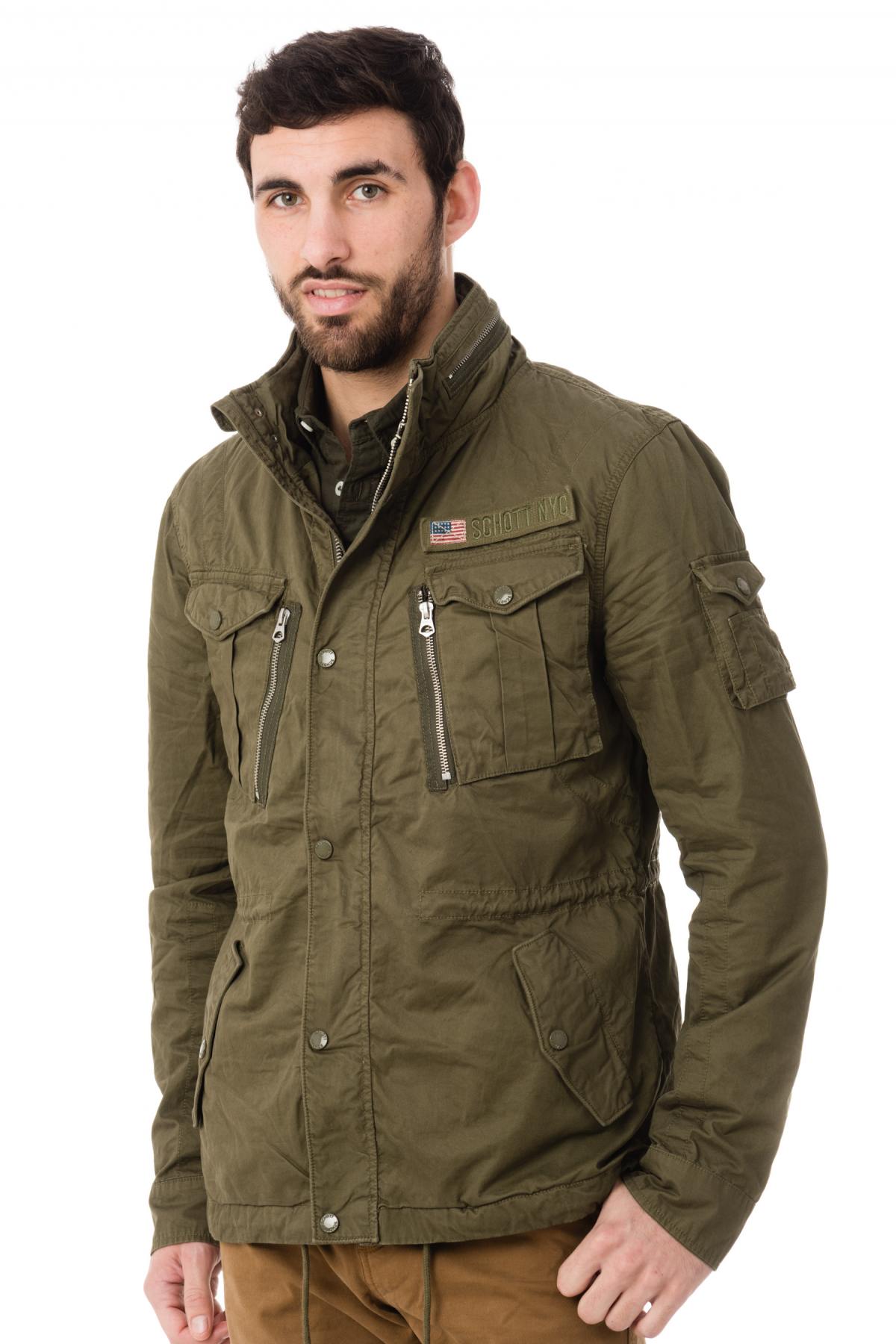 Schott mid-length jacket for Men Khaki - Image n°1