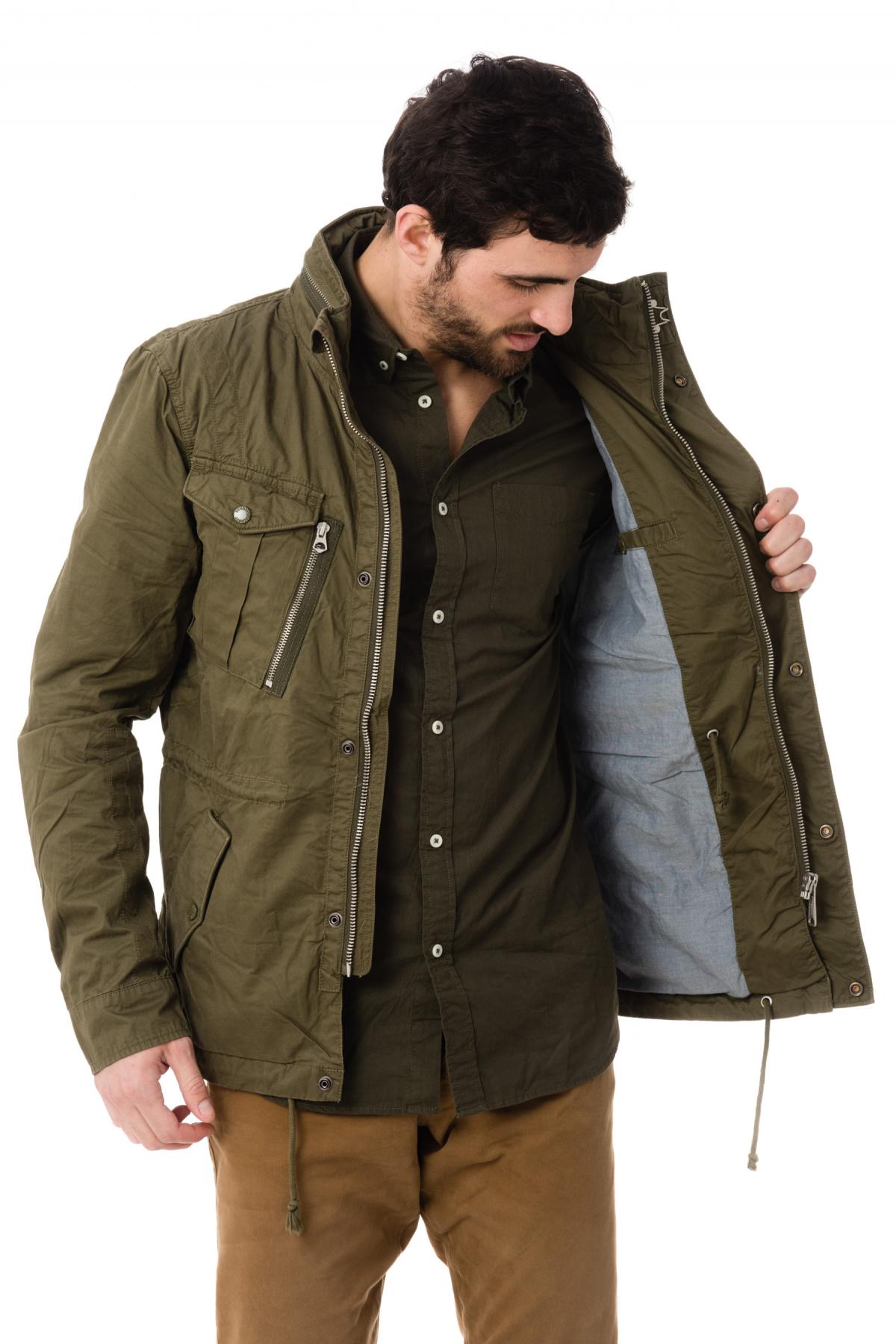 Schott mid-length jacket for Men Khaki - Image n°5