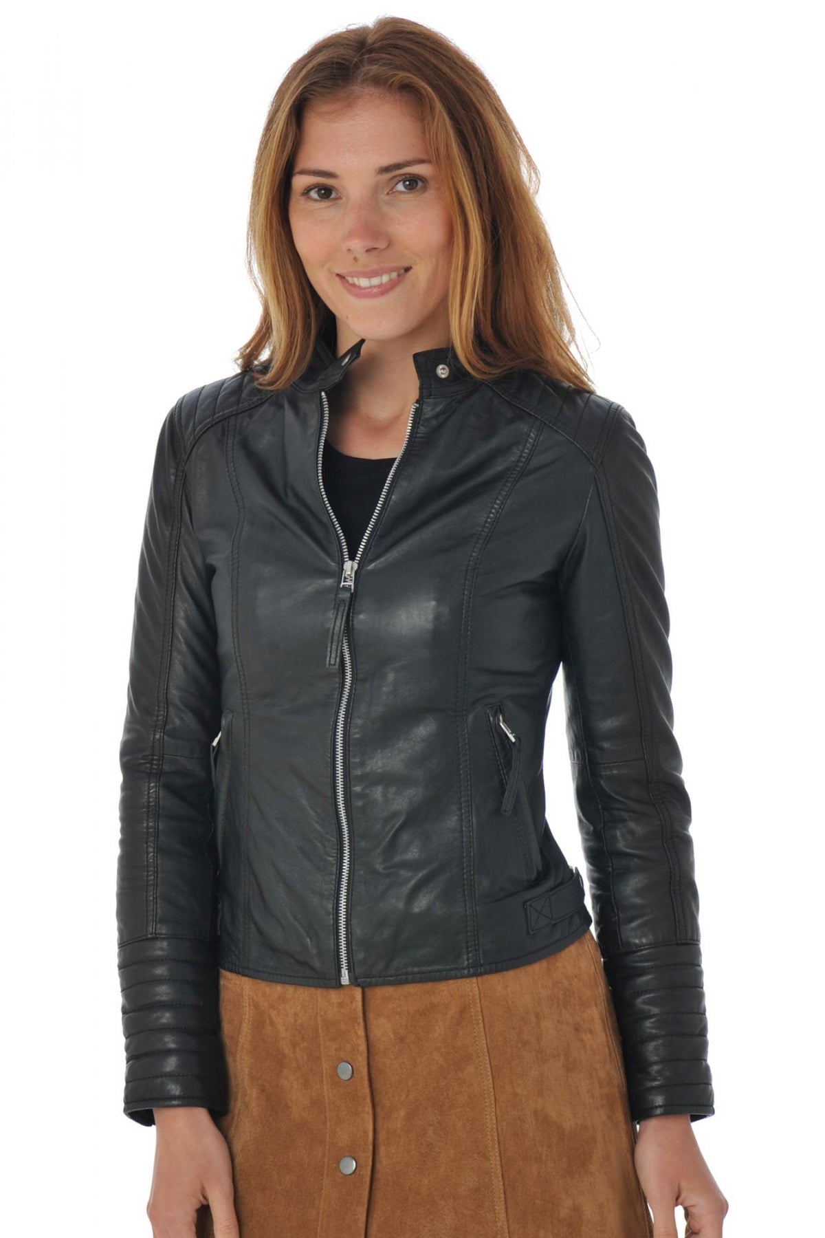 Women's leather jacket Black Serge Pariente - Image n°1