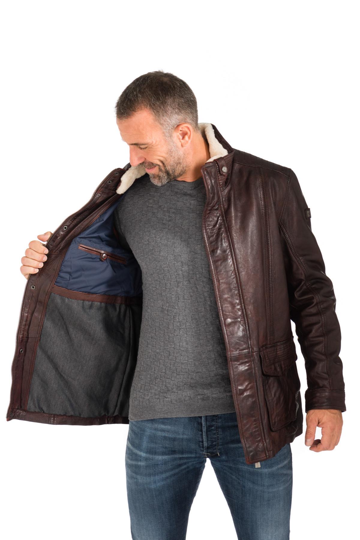 Men's jacket in oxblood lambskin - Image n°5