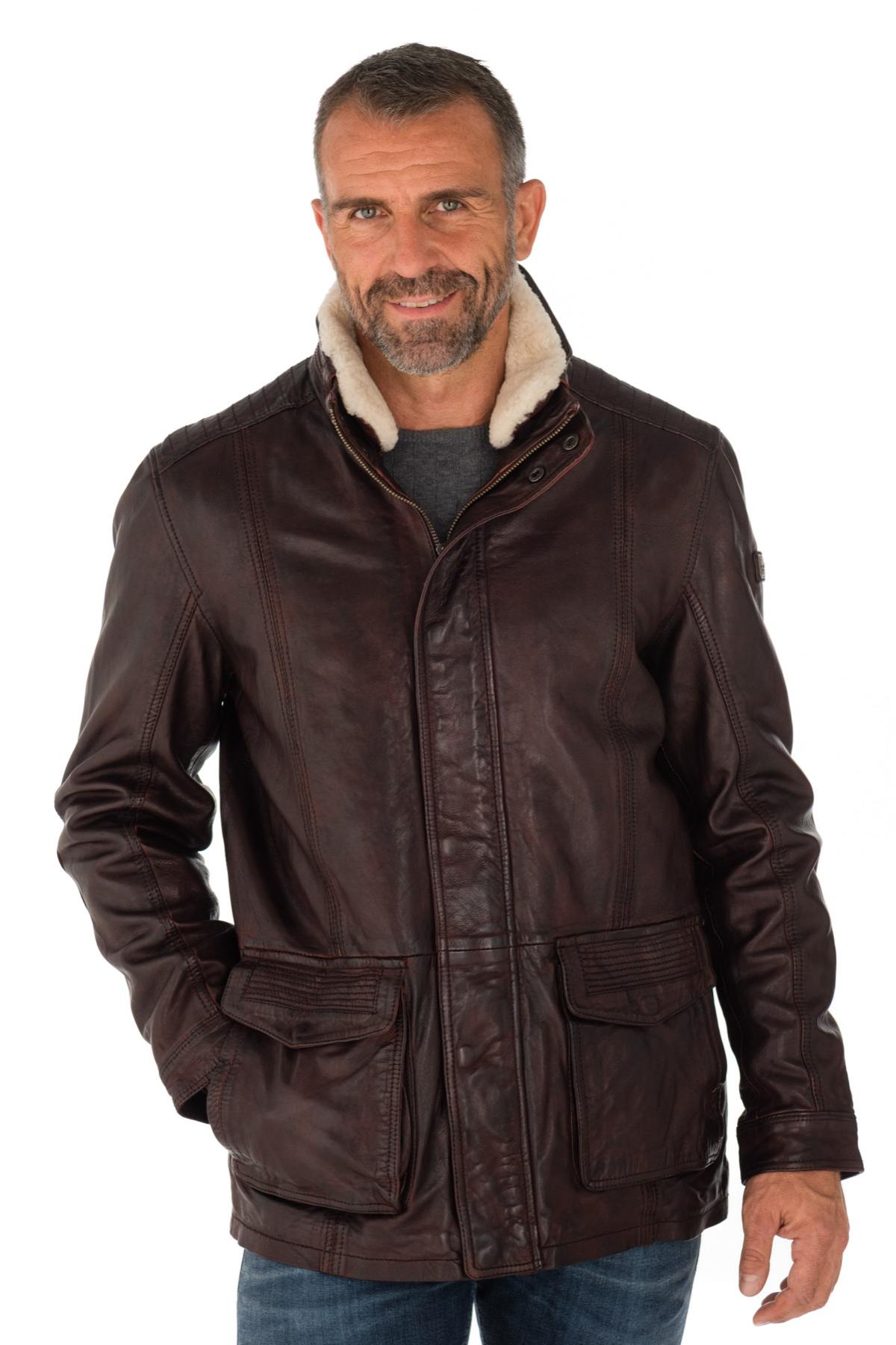 Men's jacket in oxblood lambskin - Image n°7