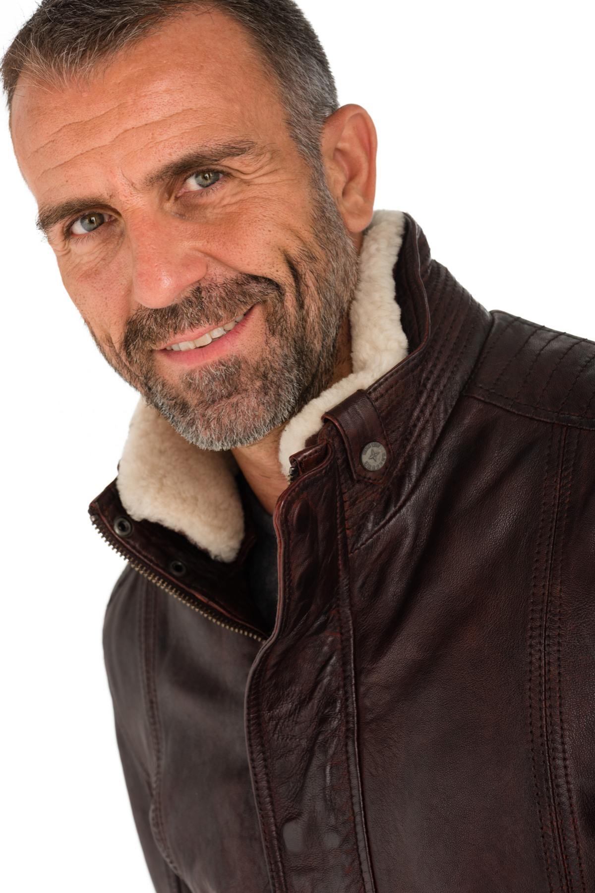 Men's jacket in oxblood lambskin - Image n°3