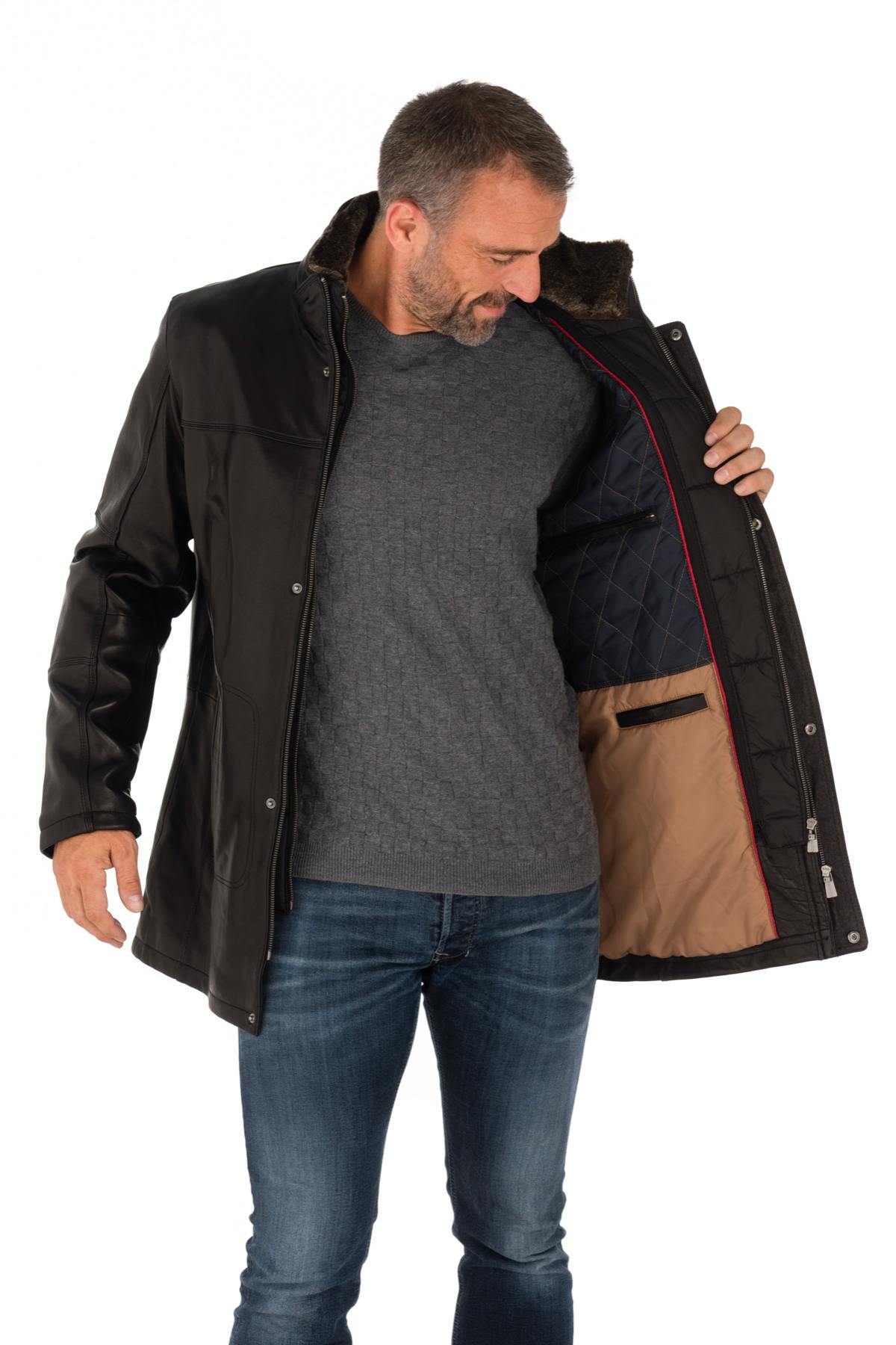 Trapper men's jacket in black lambskin - Image n°5