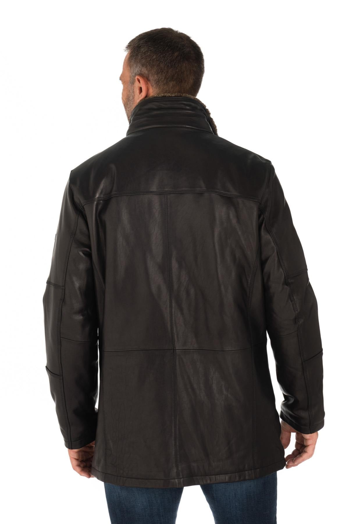 Trapper men's jacket in black lambskin - Image n°6