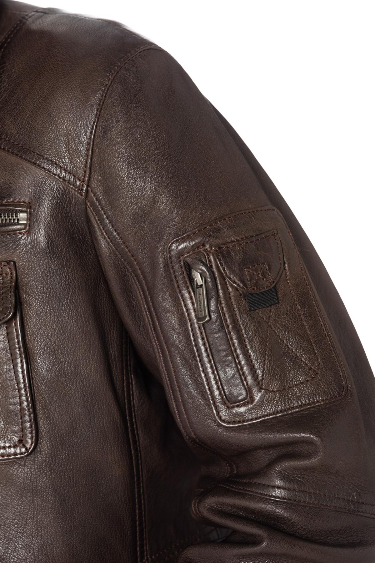 Deercraft men's brown sheepskin leather safari jacket - Image n°7