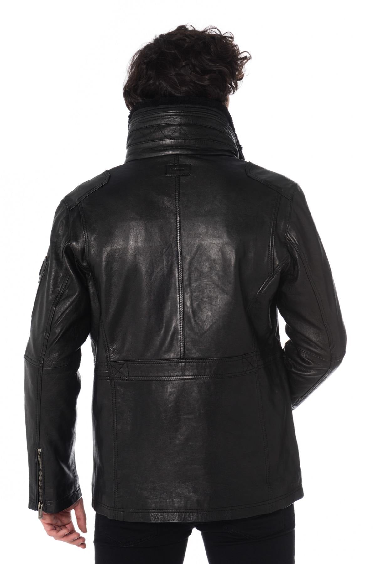 Deercraft black sheepskin leather safari jacket - Image n°5