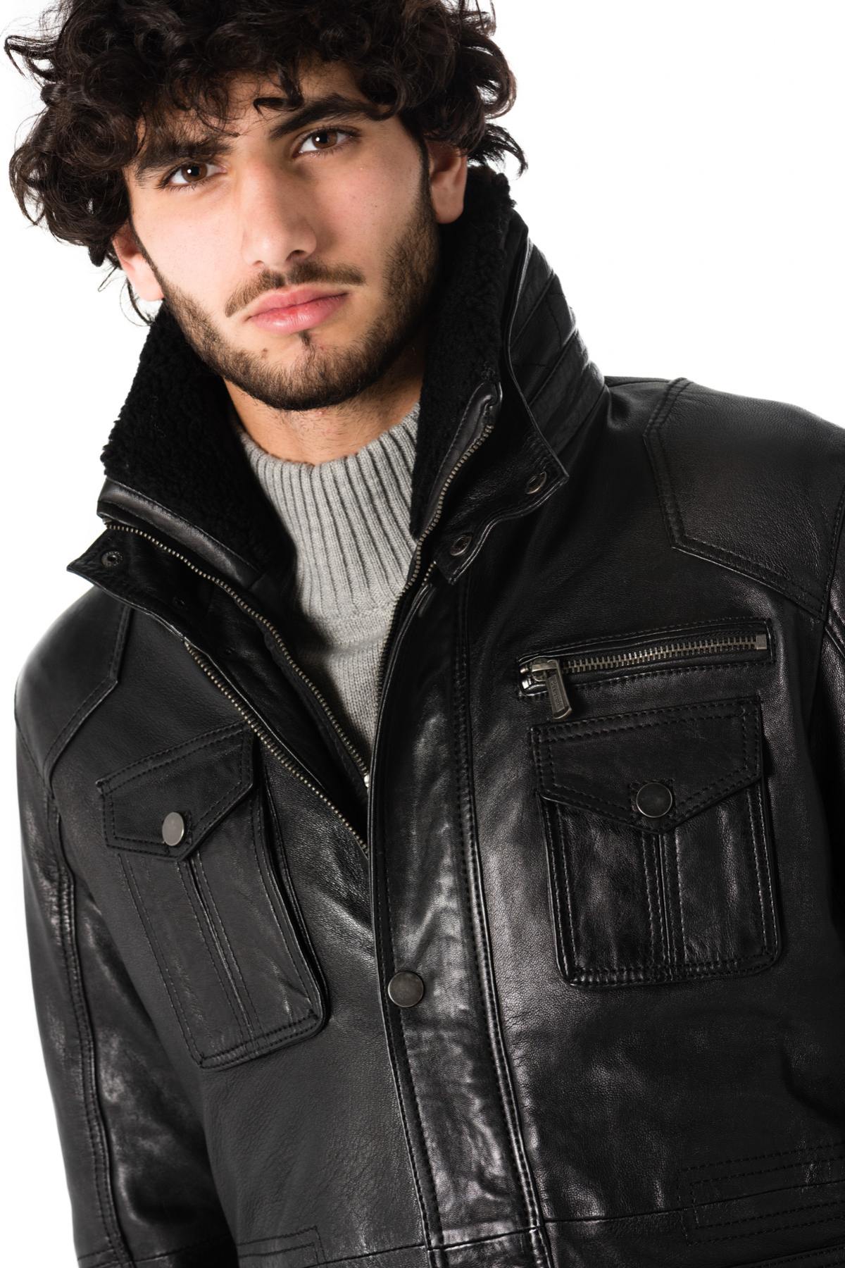 Deercraft black sheepskin leather safari jacket - Image n°6