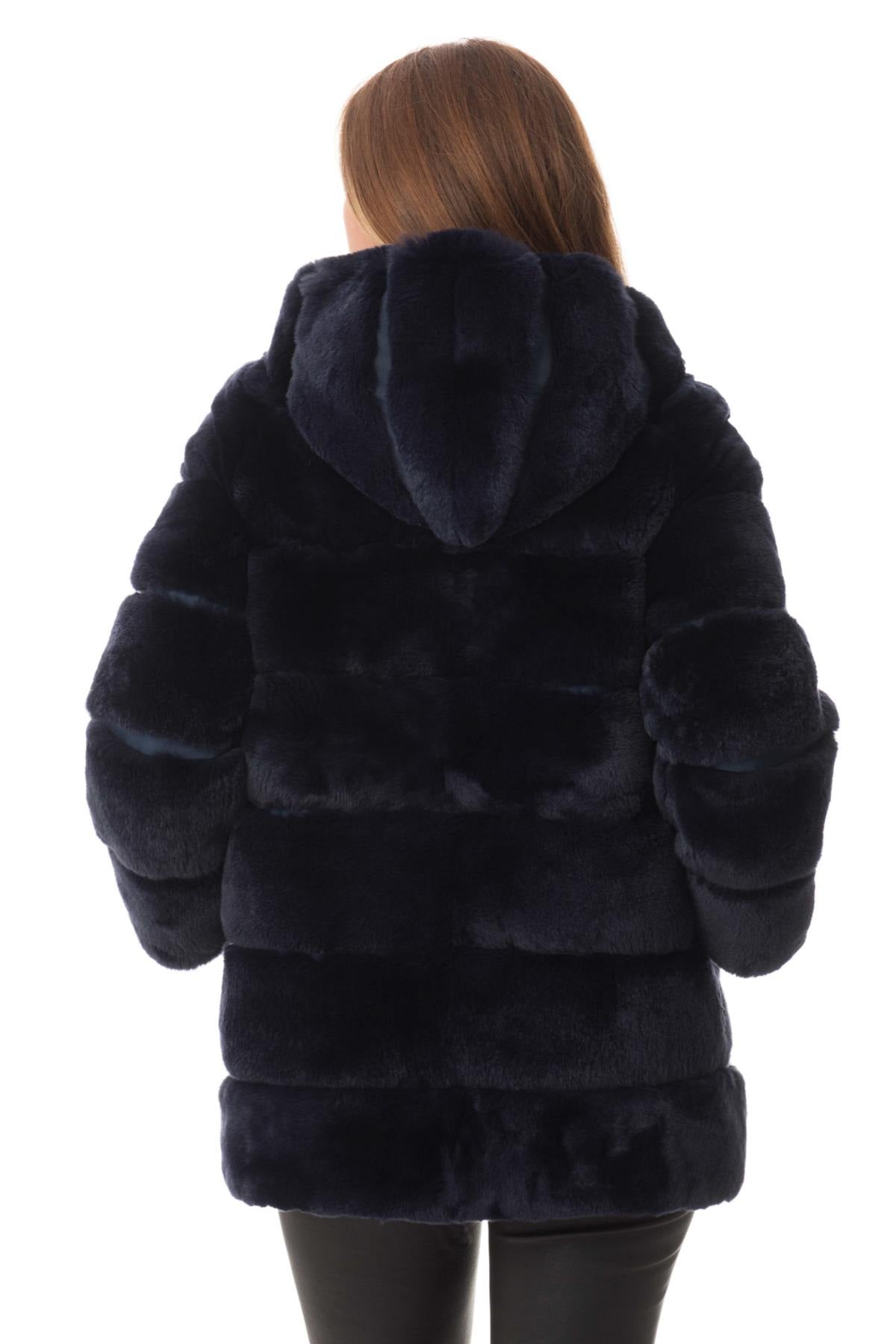 Reversible polyester and rabbit fur jacket - Image n°2