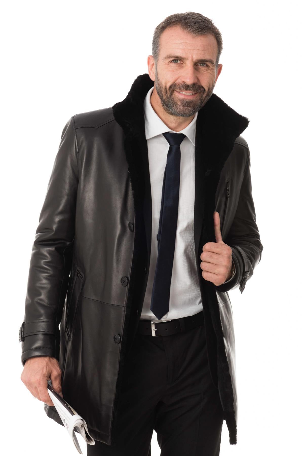 Black lambskin coat - Image n°1