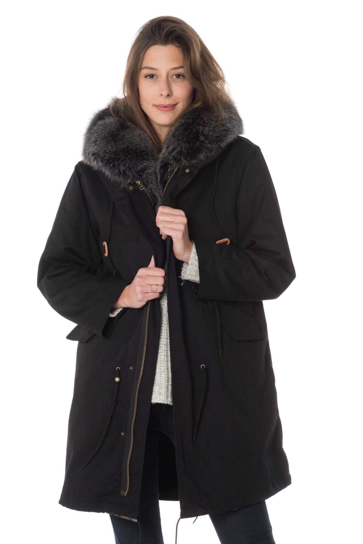 Women's parka with rabbit and fox fur - Image n°1