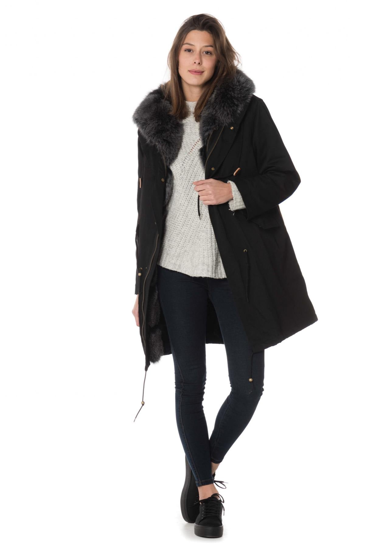 Women's parka with rabbit and fox fur - Image n°2