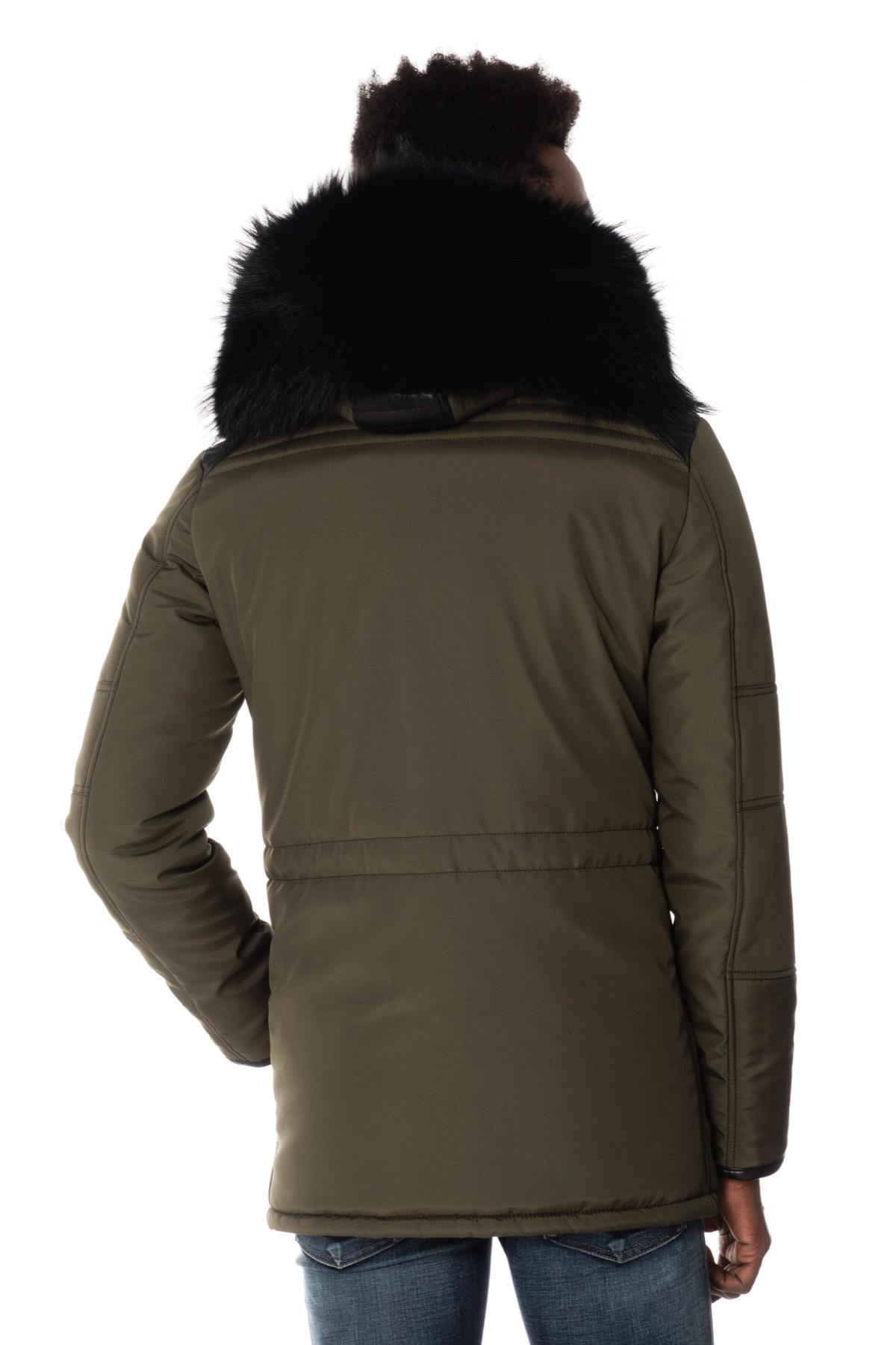 Horspist men's khaki parka with black collar - Image n°5