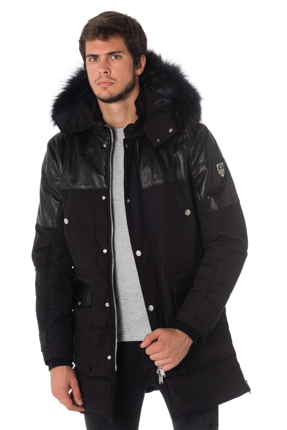 Horspist men's black parka with black fur - Image n°5