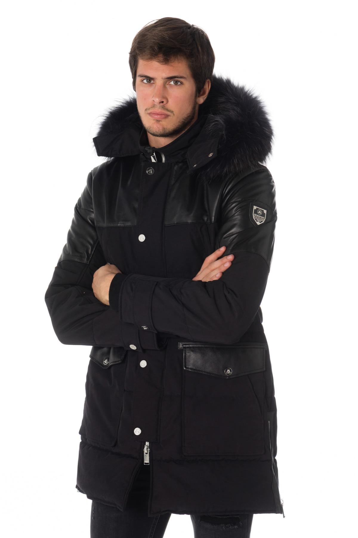 Horspist men's black parka with black fur - Image n°6