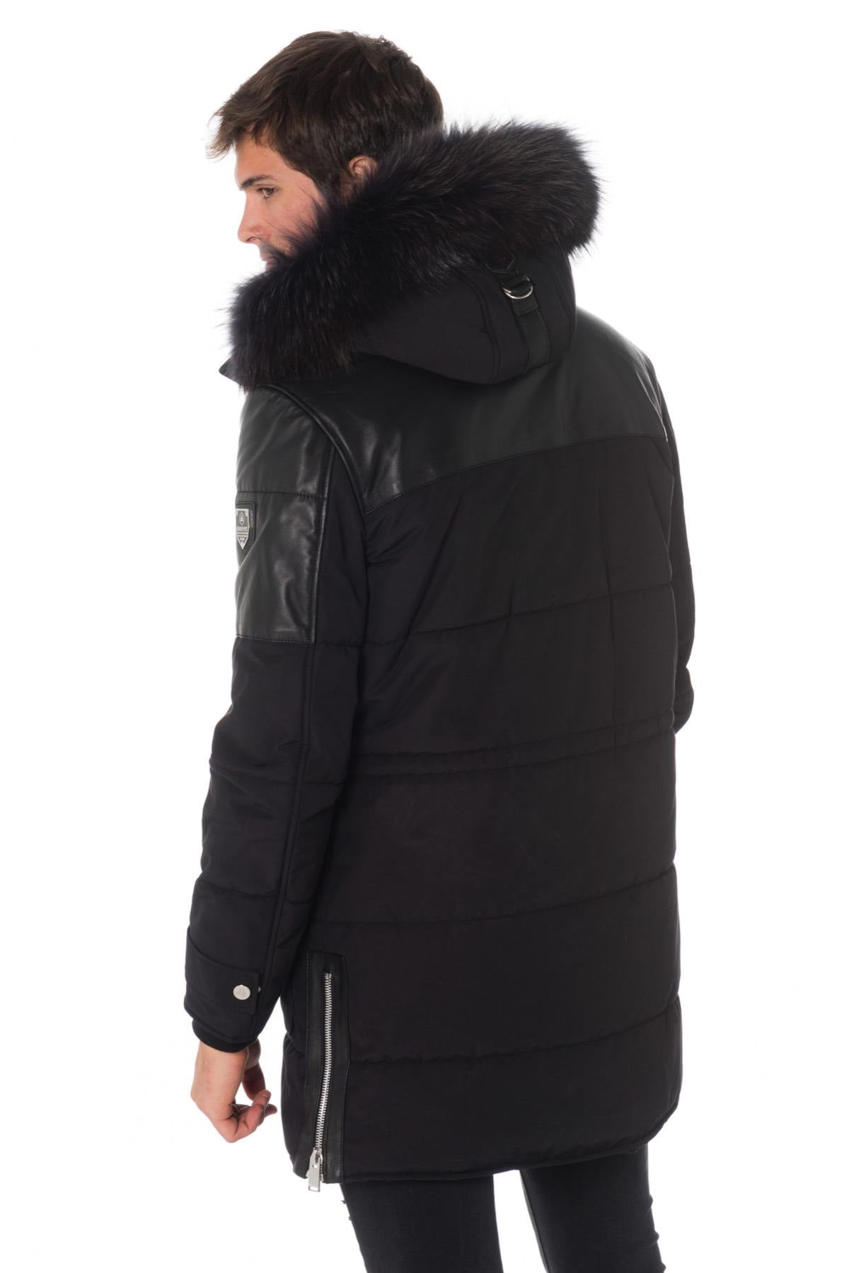 Horspist men's black parka with black fur - Image n°7