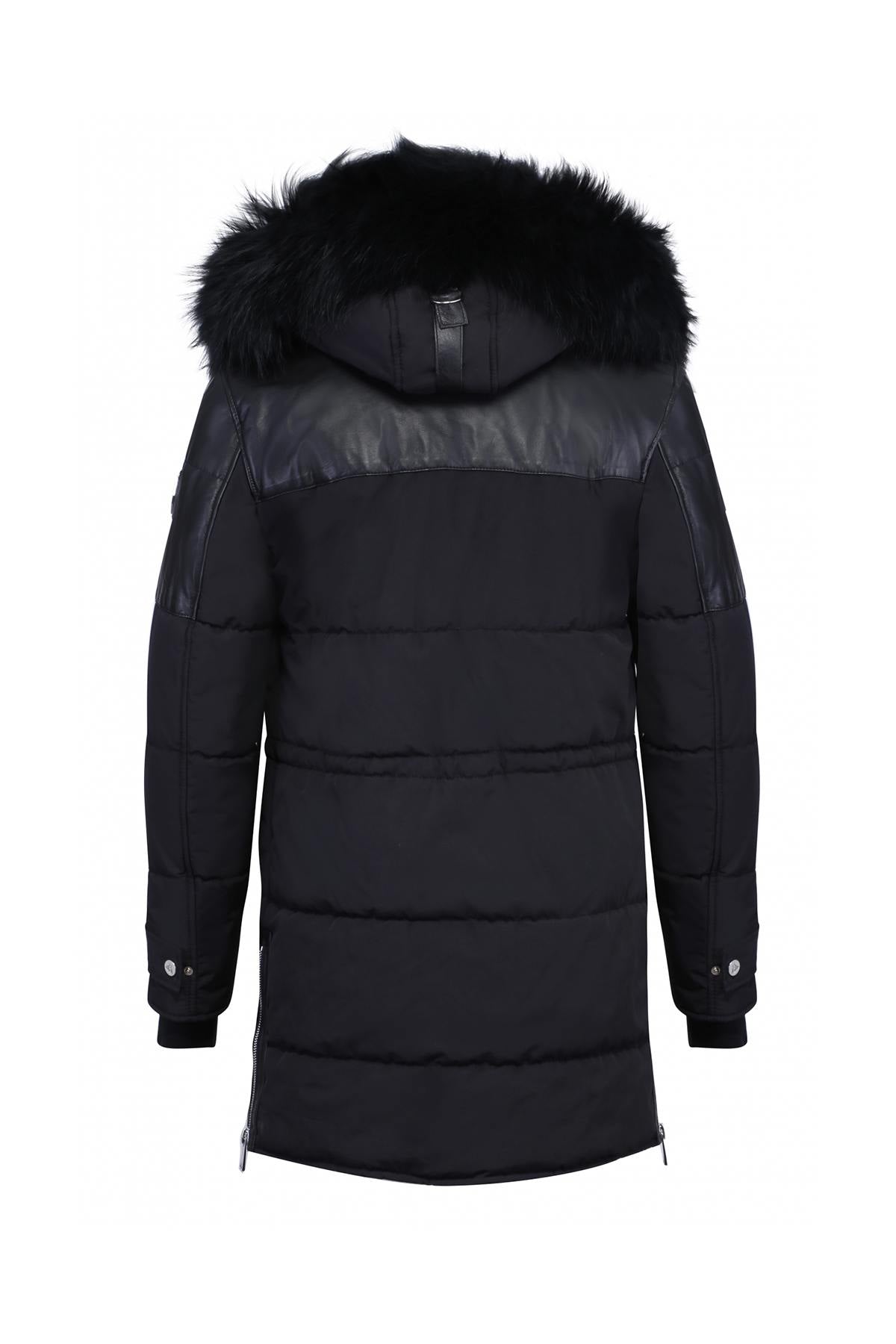 Horspist men's black parka with black fur - Image n°9