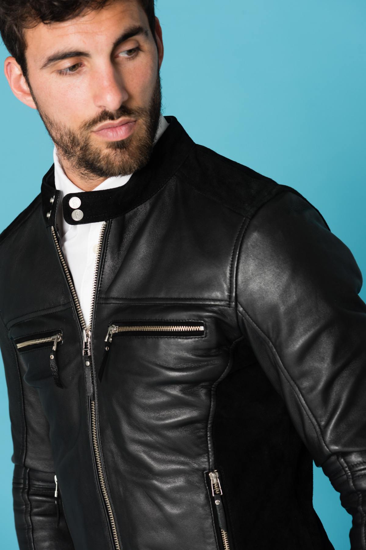 Smooth leather and suede jacket - Image n°2