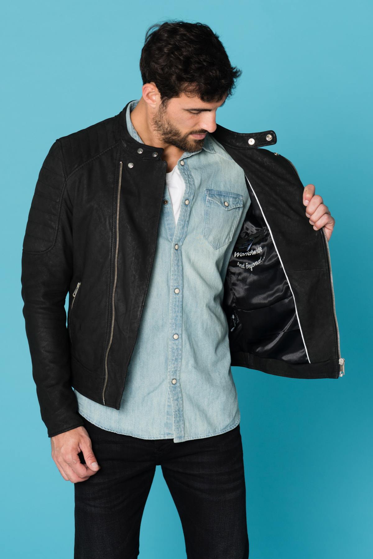 Cityzen men's suede look biker jacket - Image n°5