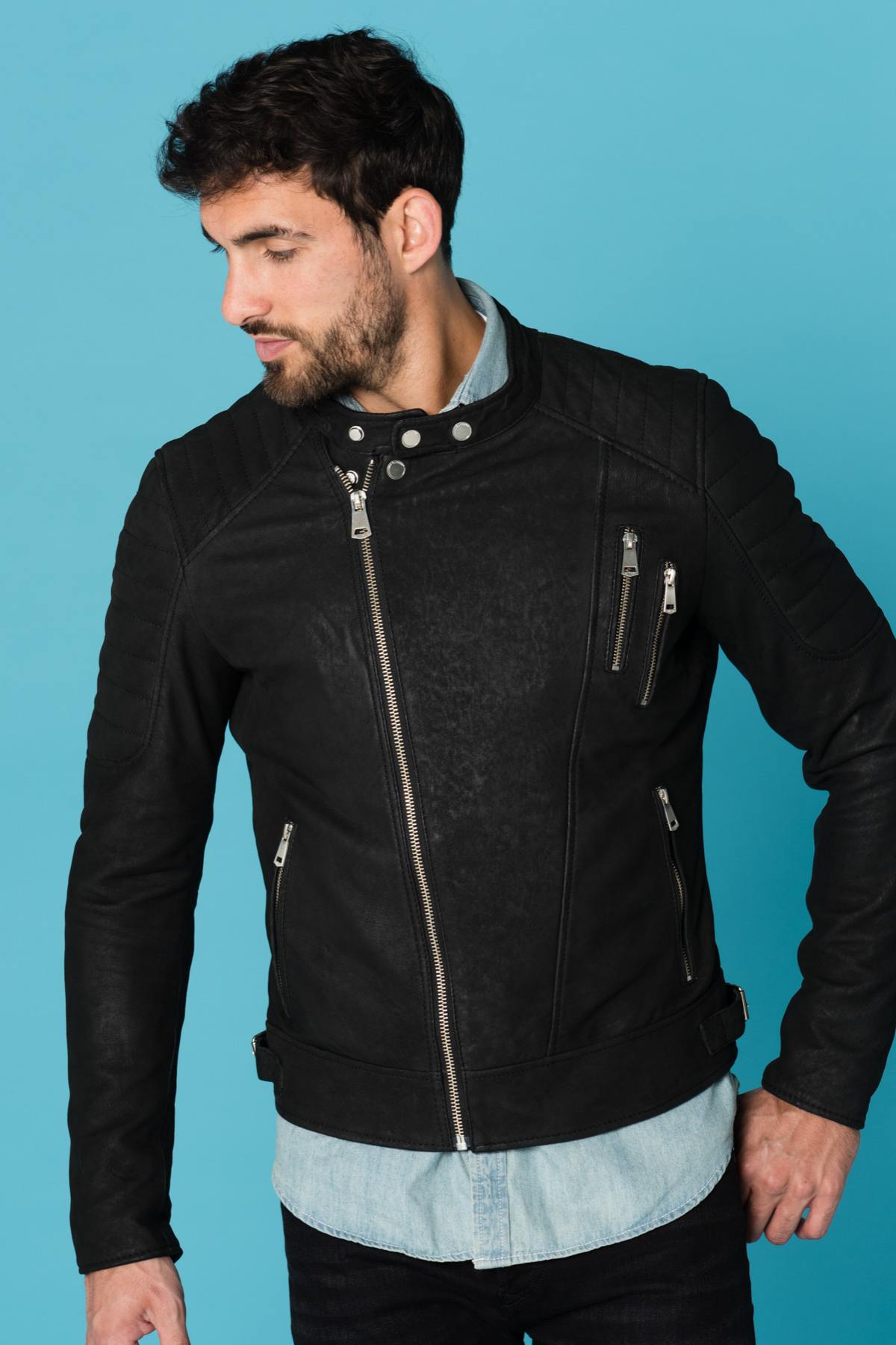 Cityzen men's suede look biker jacket - Image n°3