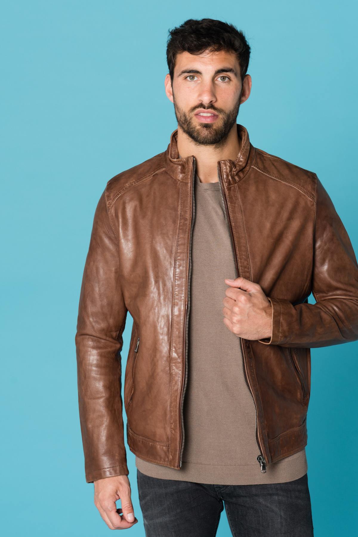 Men's bison lambskin leather jacket - Image n°3