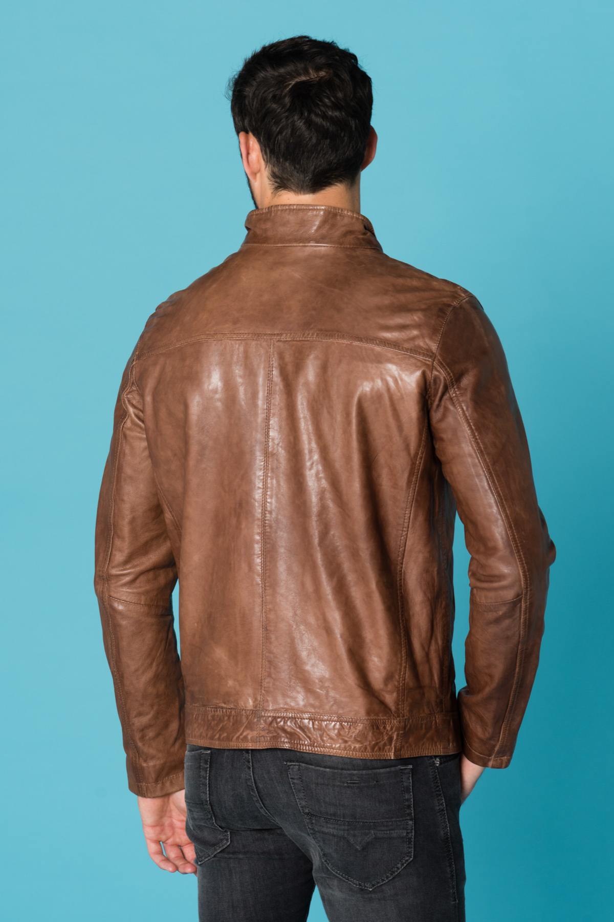 Men's bison lambskin leather jacket - Image n°5