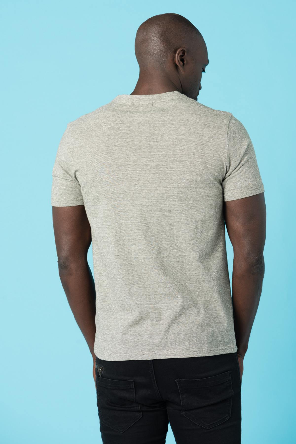 Heather gray V-neck T-shirt - Image n°3