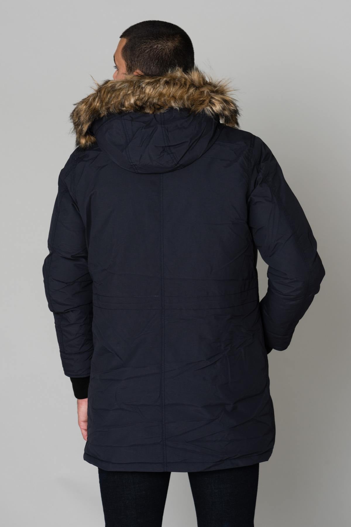 Mid-length navy blue jacket - Image n°6